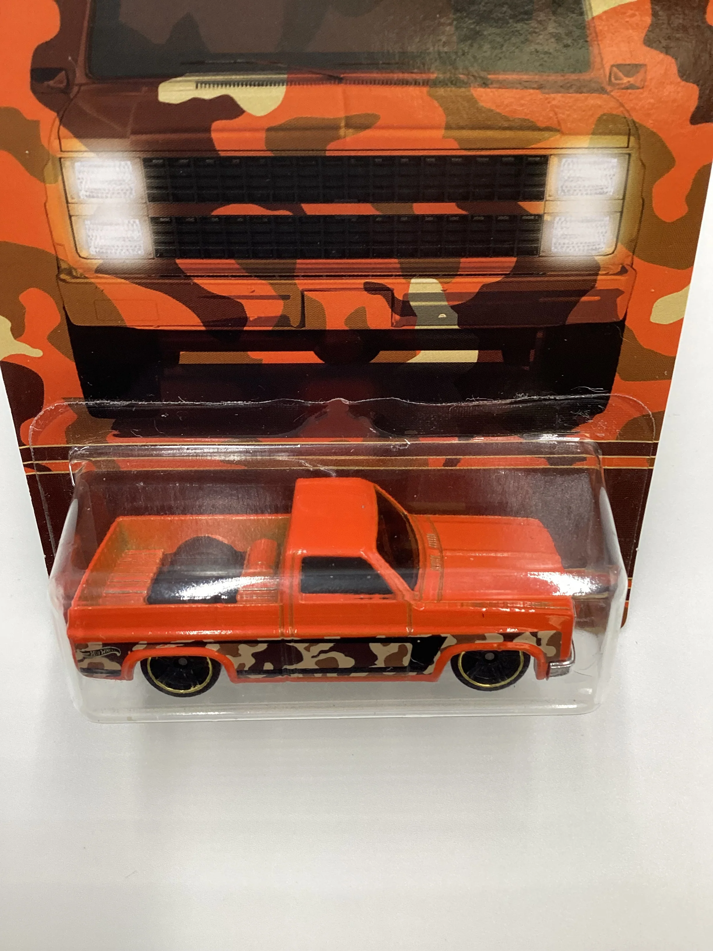 2017 Hot Wheels Walmart Camo Series #4 83 Chevy Silverado Orange 159A - Image 6