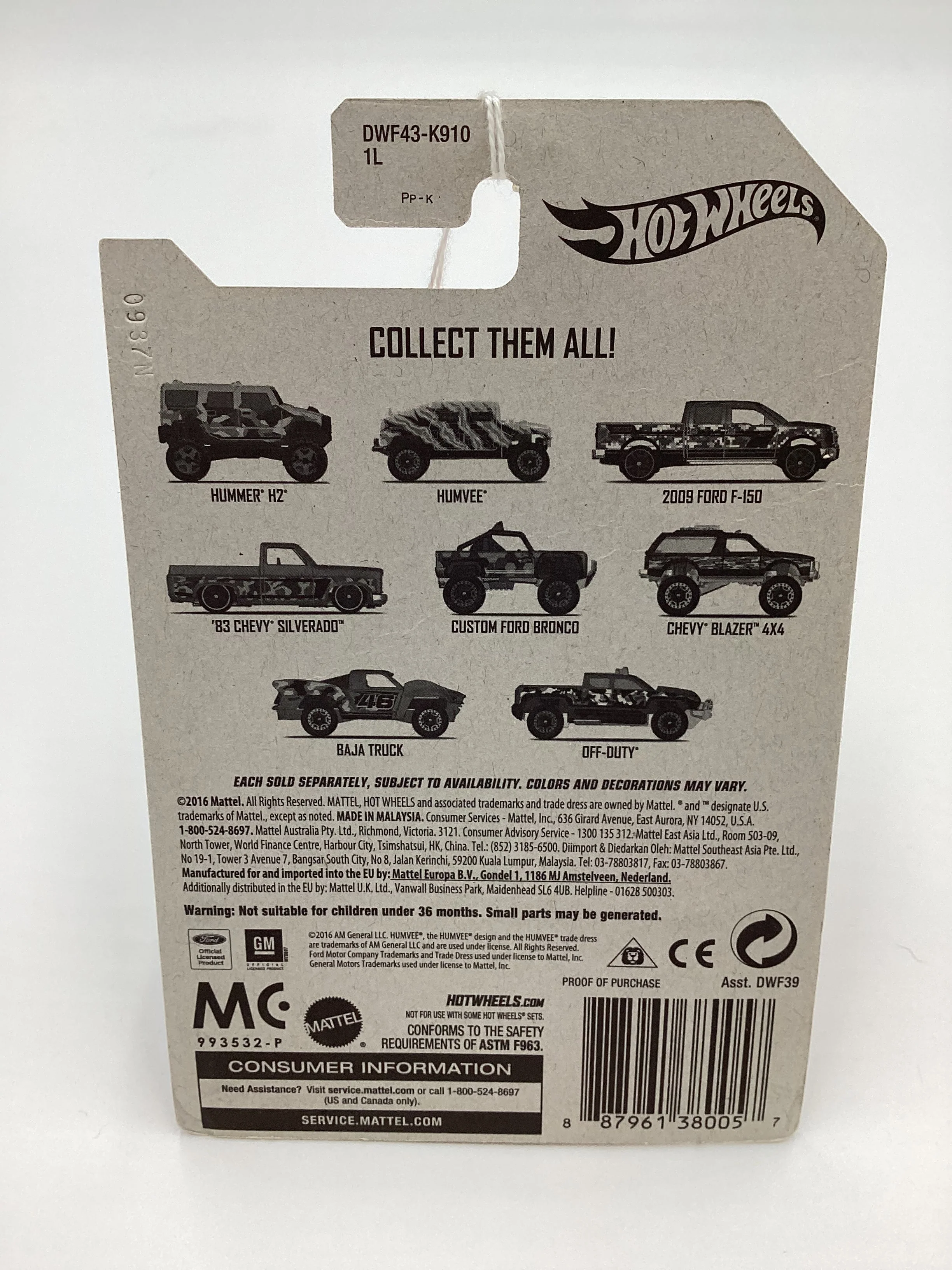 2017 Hot Wheels Walmart Camo Series #4 83 Chevy Silverado Orange 159A - Image 7