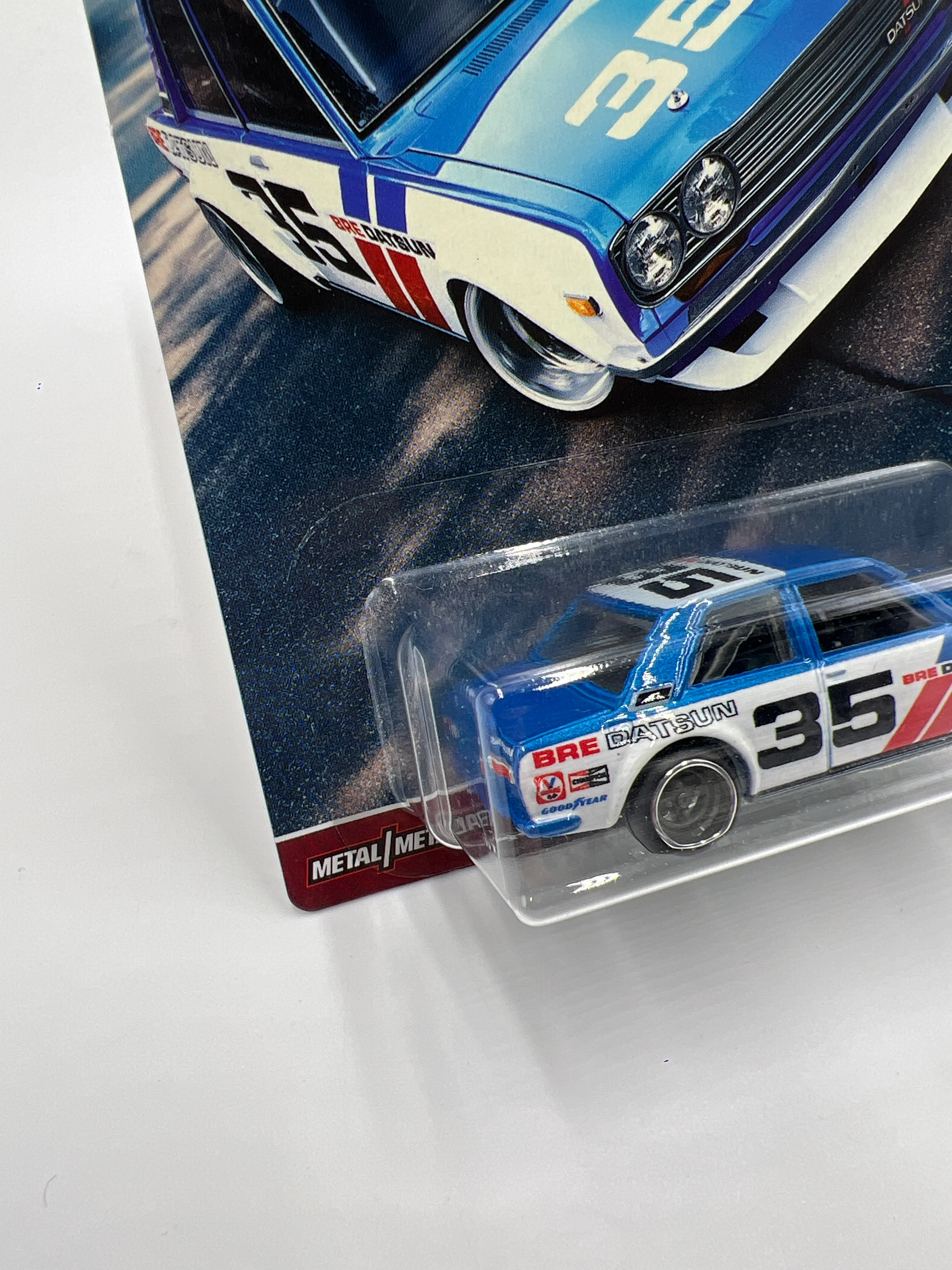 2017 HW RLC Premium Race Day #0 BRE Datsun Bluebird 510 Blue/White W/Protector - Image 4