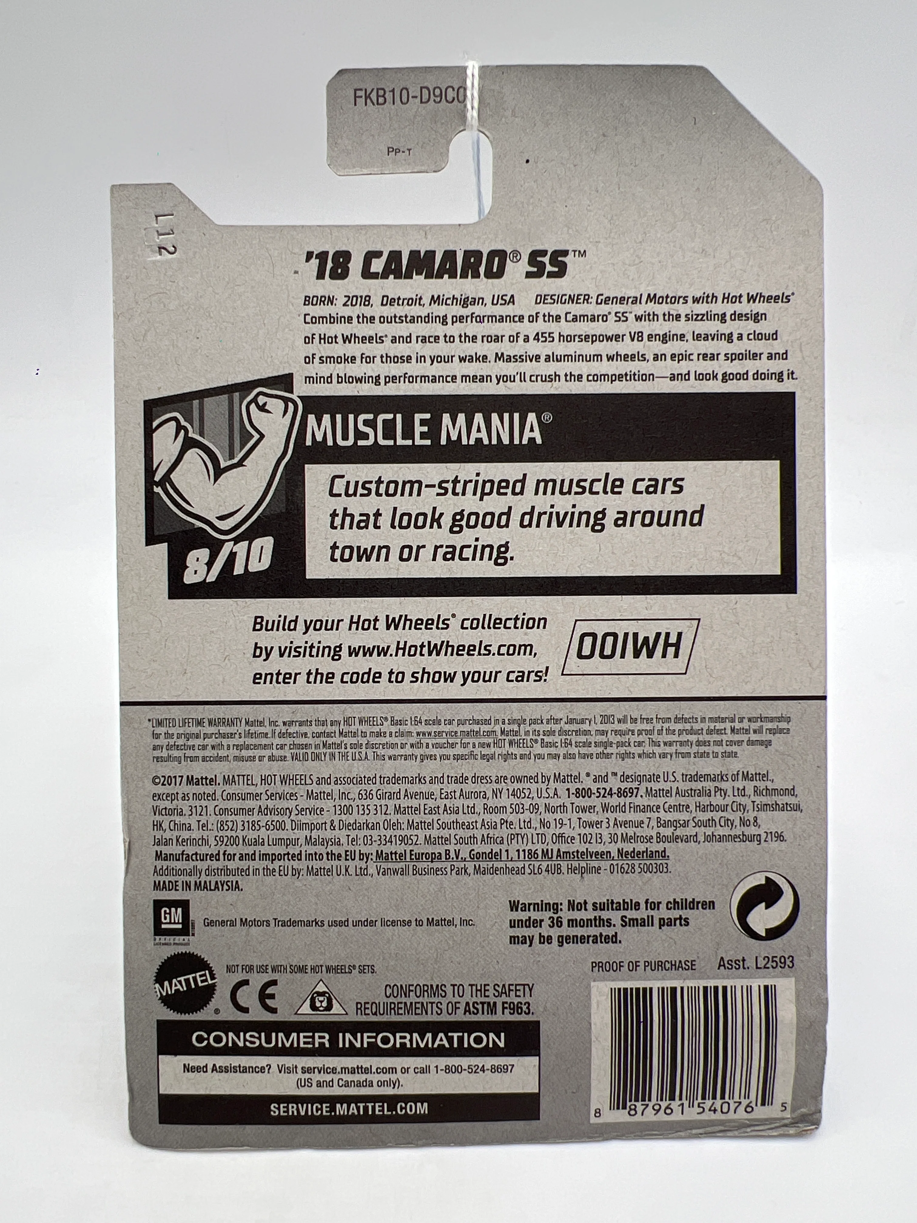 2018 Hot Wheels Muscle Mania #265 18 Camaro SS Blue 6D - Image 7