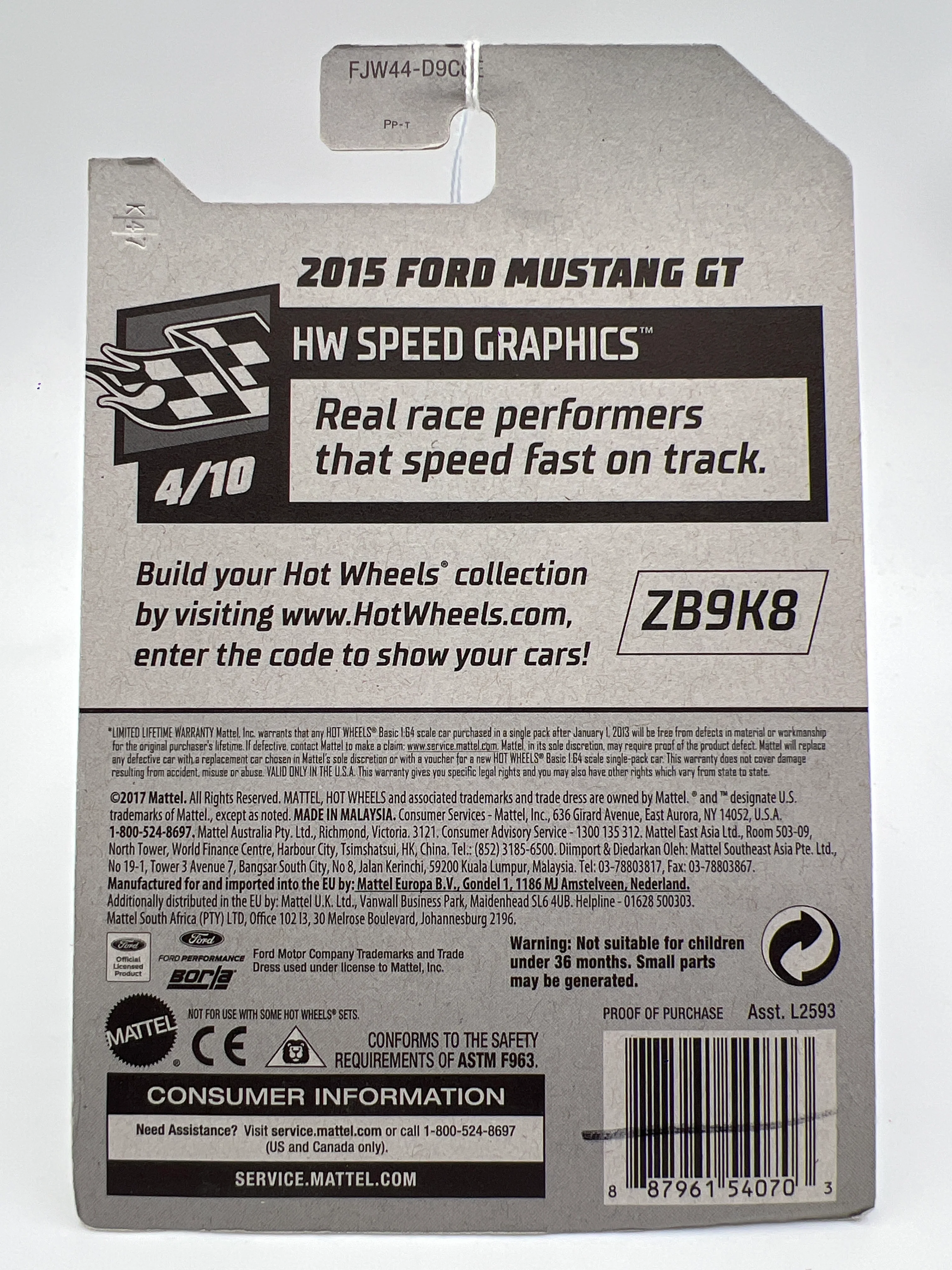 2018 Hot Wheels Speed Graphics #80 2015 Ford Mustang GT Borla Black 32D - Image 6