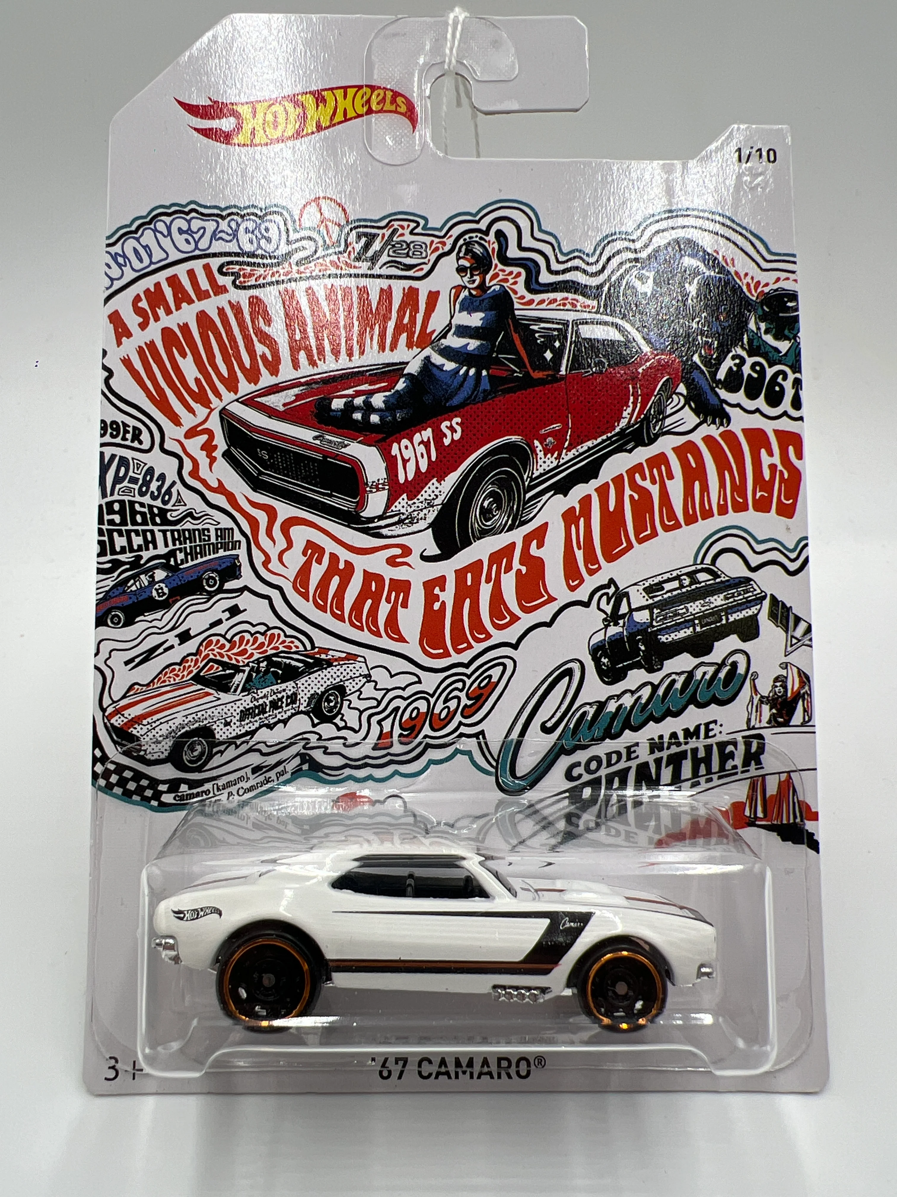 2018 Hot Wheels 50th Anniversary Camaro Series #1 67 Camaro White 152F - Image 2
