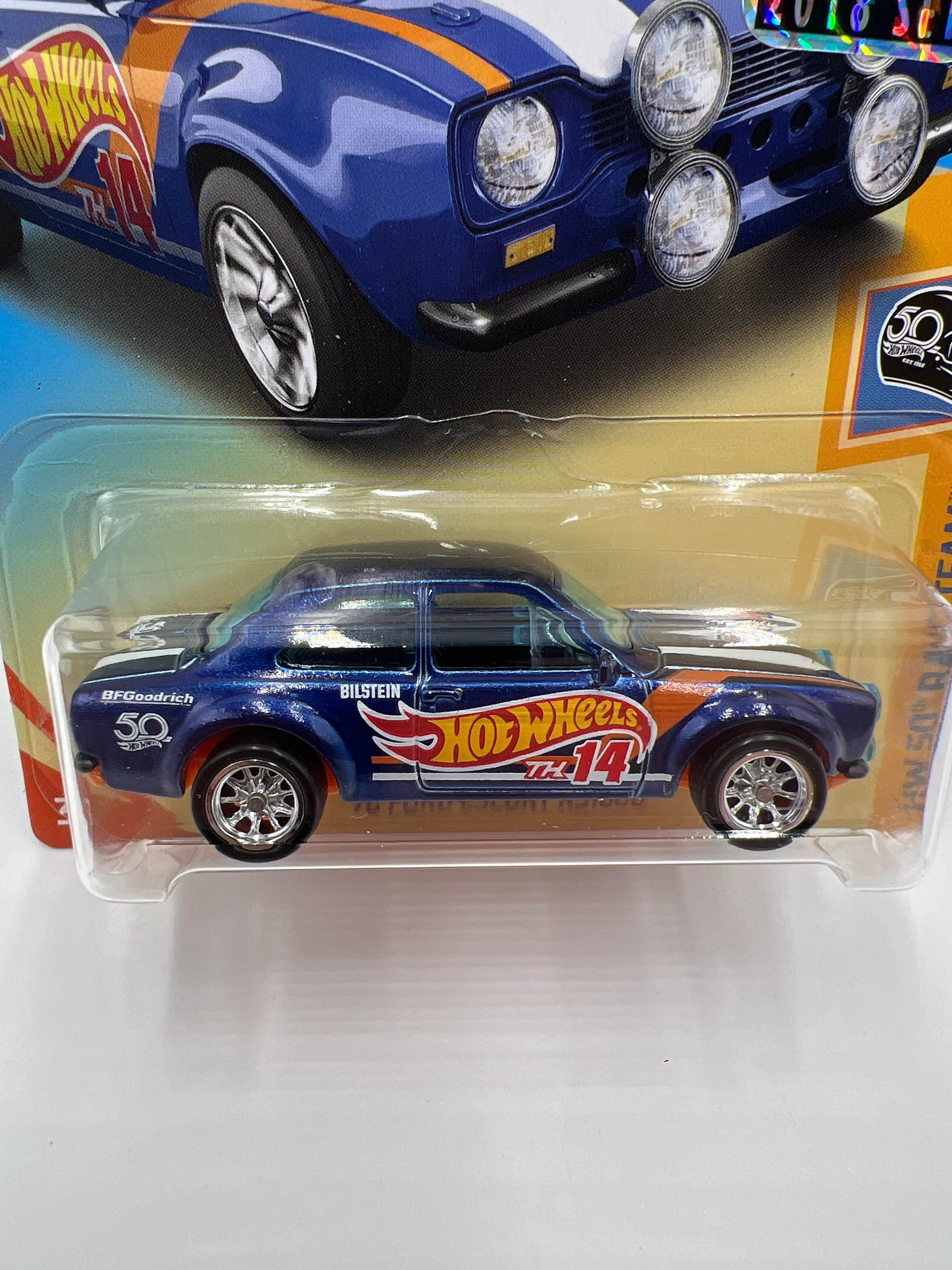 2018 Hot Wheels Factory Sealed Super Treasure Hunt 70 Ford Escort RS1600 Blue W/Protector - Image 2