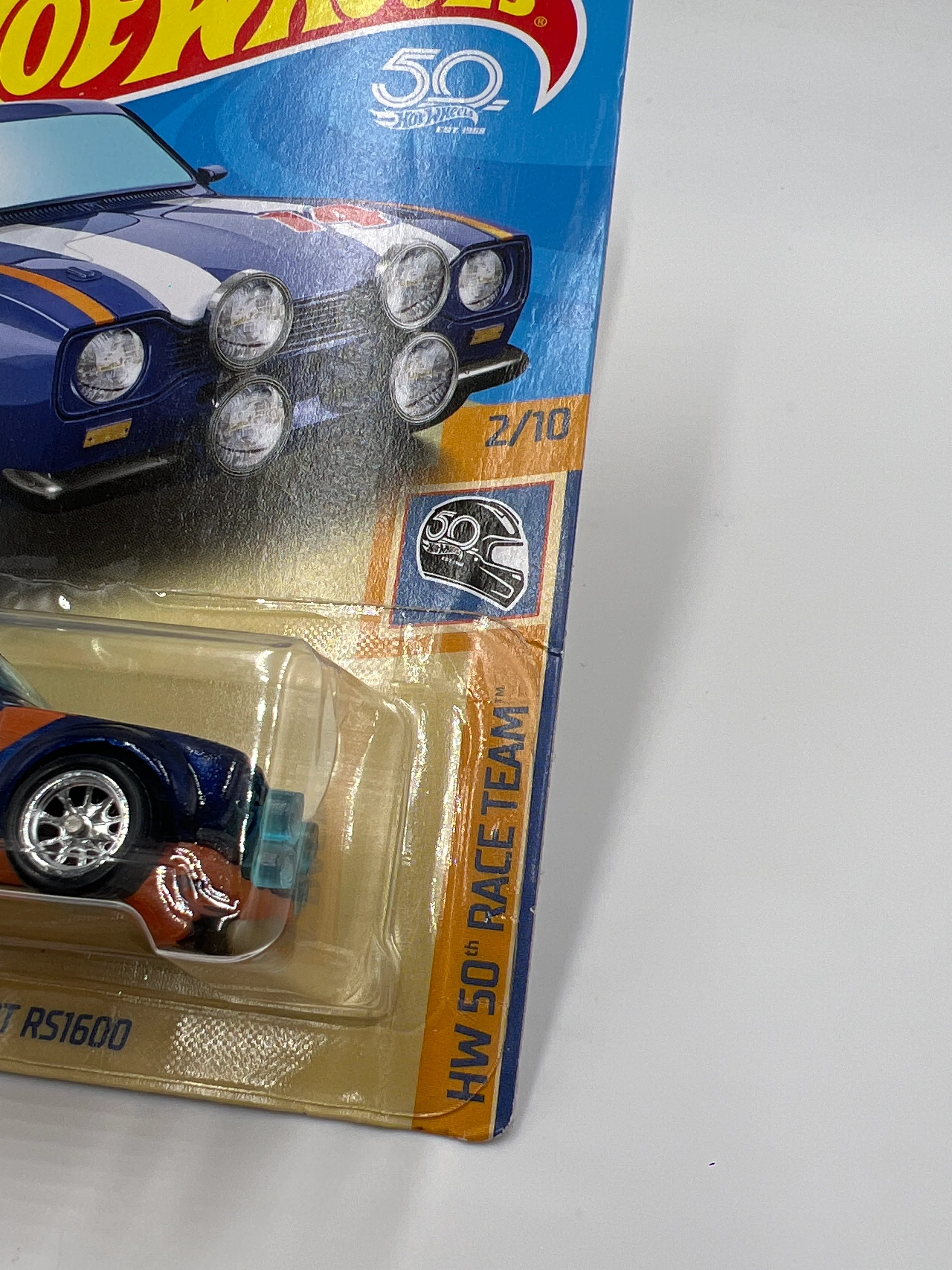 2018 Hot Wheels Super Treasure Hunt 70 Ford Escort RS1600 Blue W/Protector Card Not Perfect - Image 7