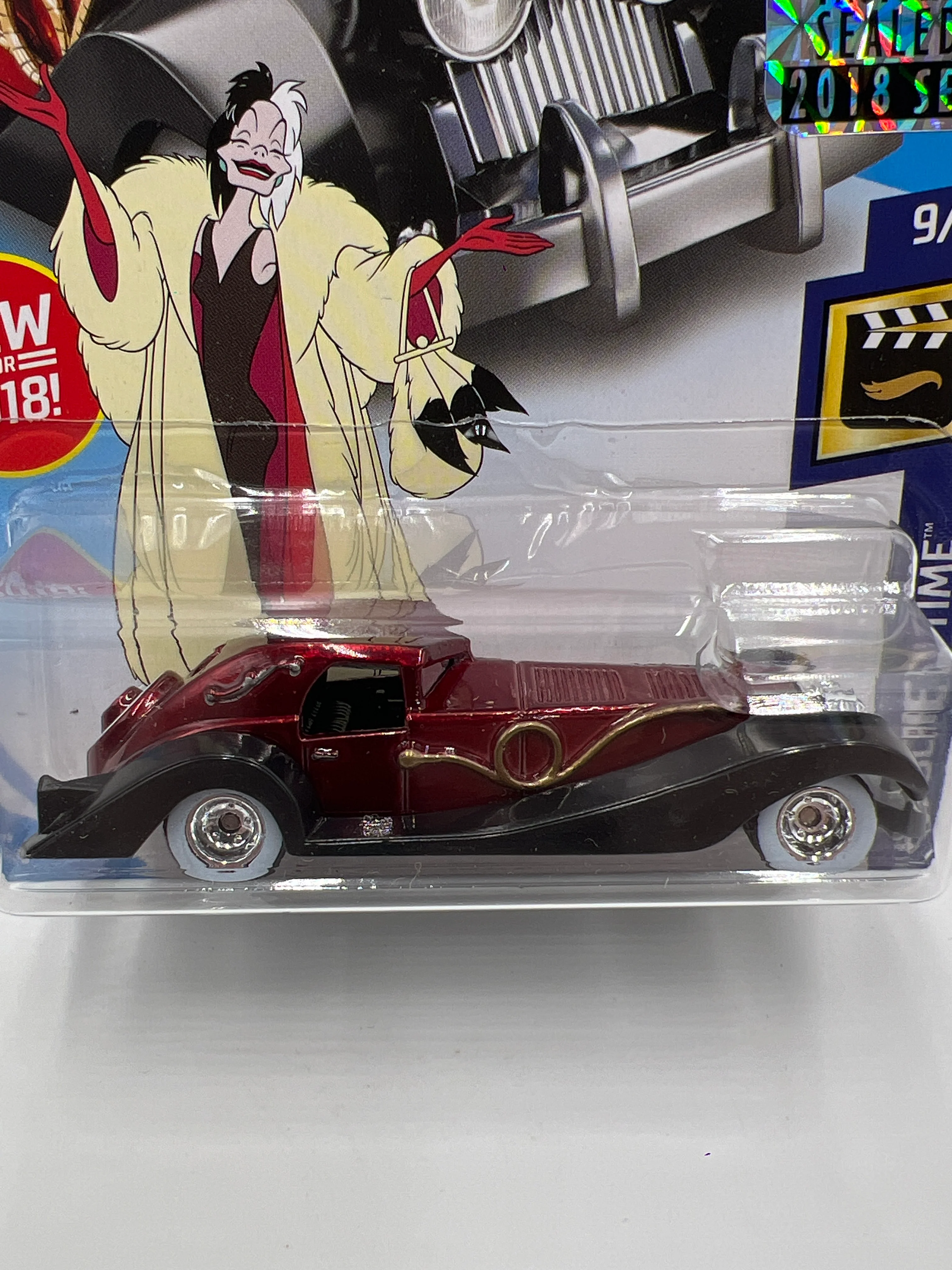 2018 Hot Wheels Factory Sealed Super Treasure Hunt Cruella De Vil Red W/Protector - Image 2