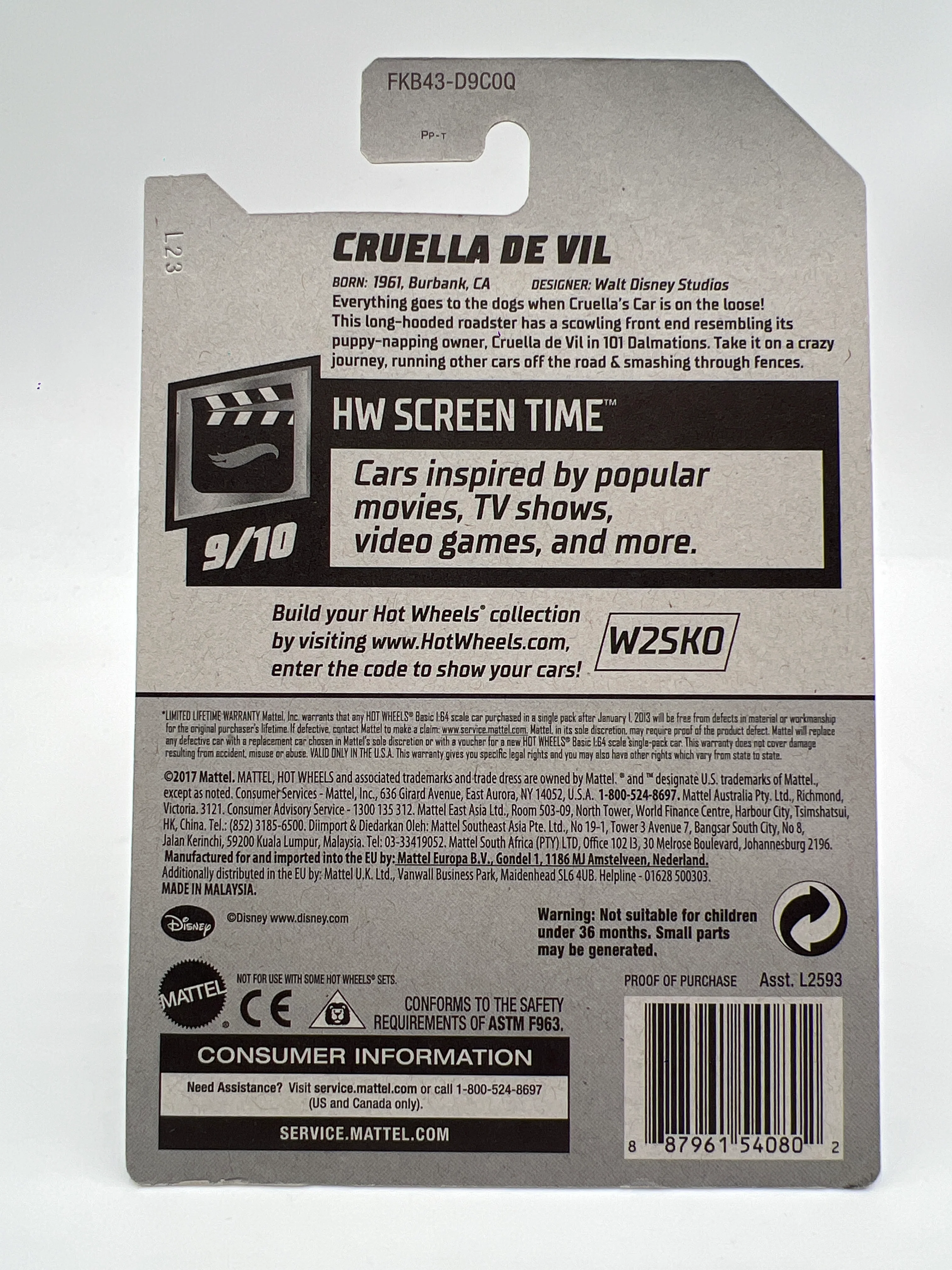 2018 Hot Wheels Super Treasure Hunt Cruella De Vil Red W/Protector - Image 7