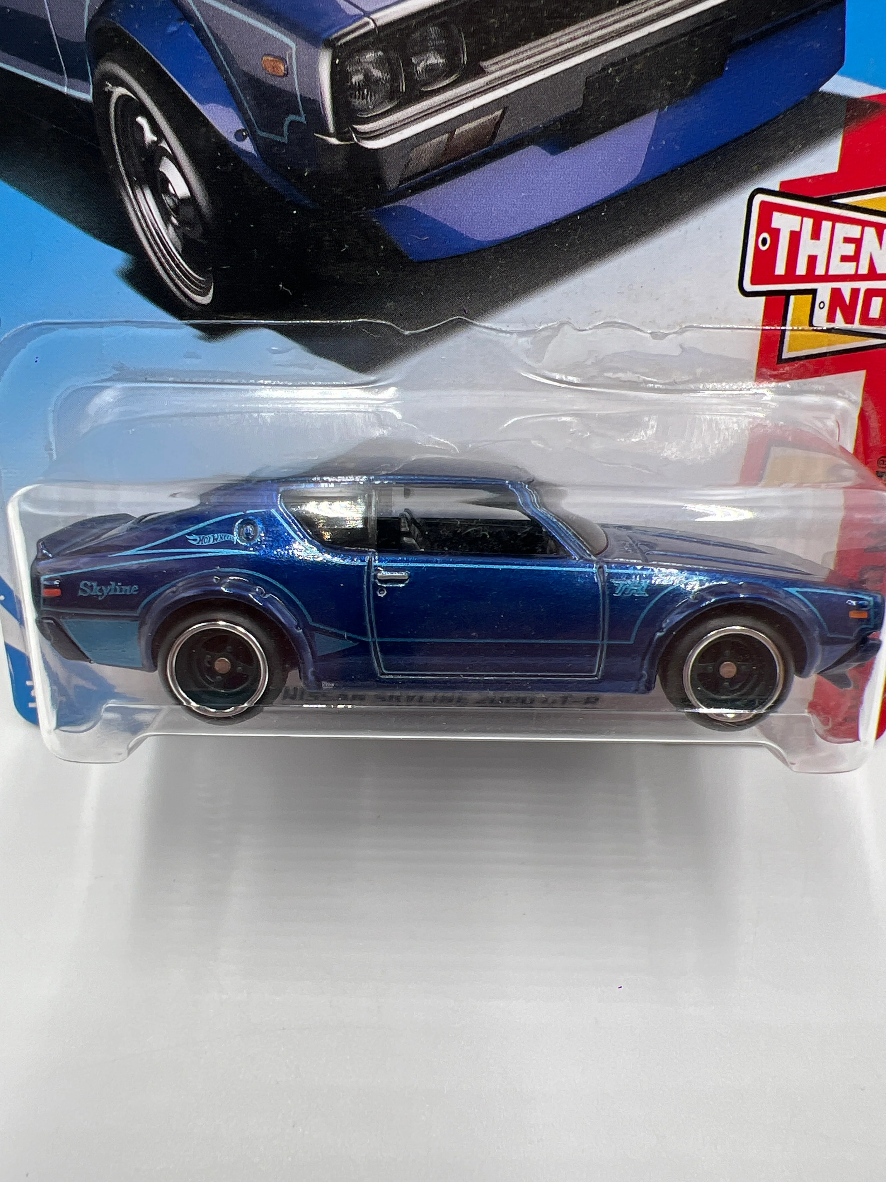 2018 Hot Wheels Super Treasure Hunt Nissan Skyline 2000 GT-R Blue W/Protector - Image 3