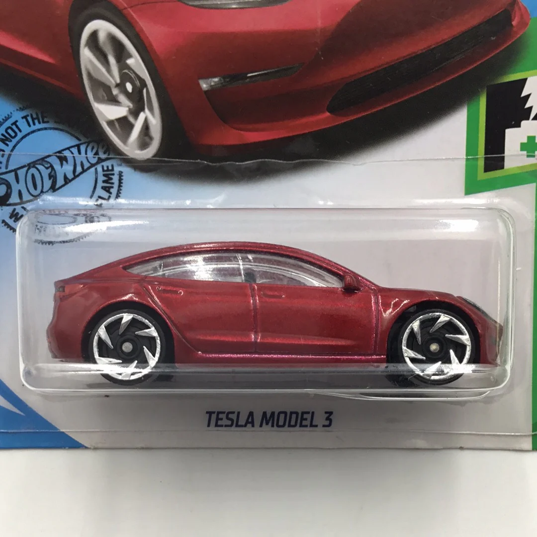 2019 Hot Wheels #174 Tesla Model 3 Red 48F - Image 2