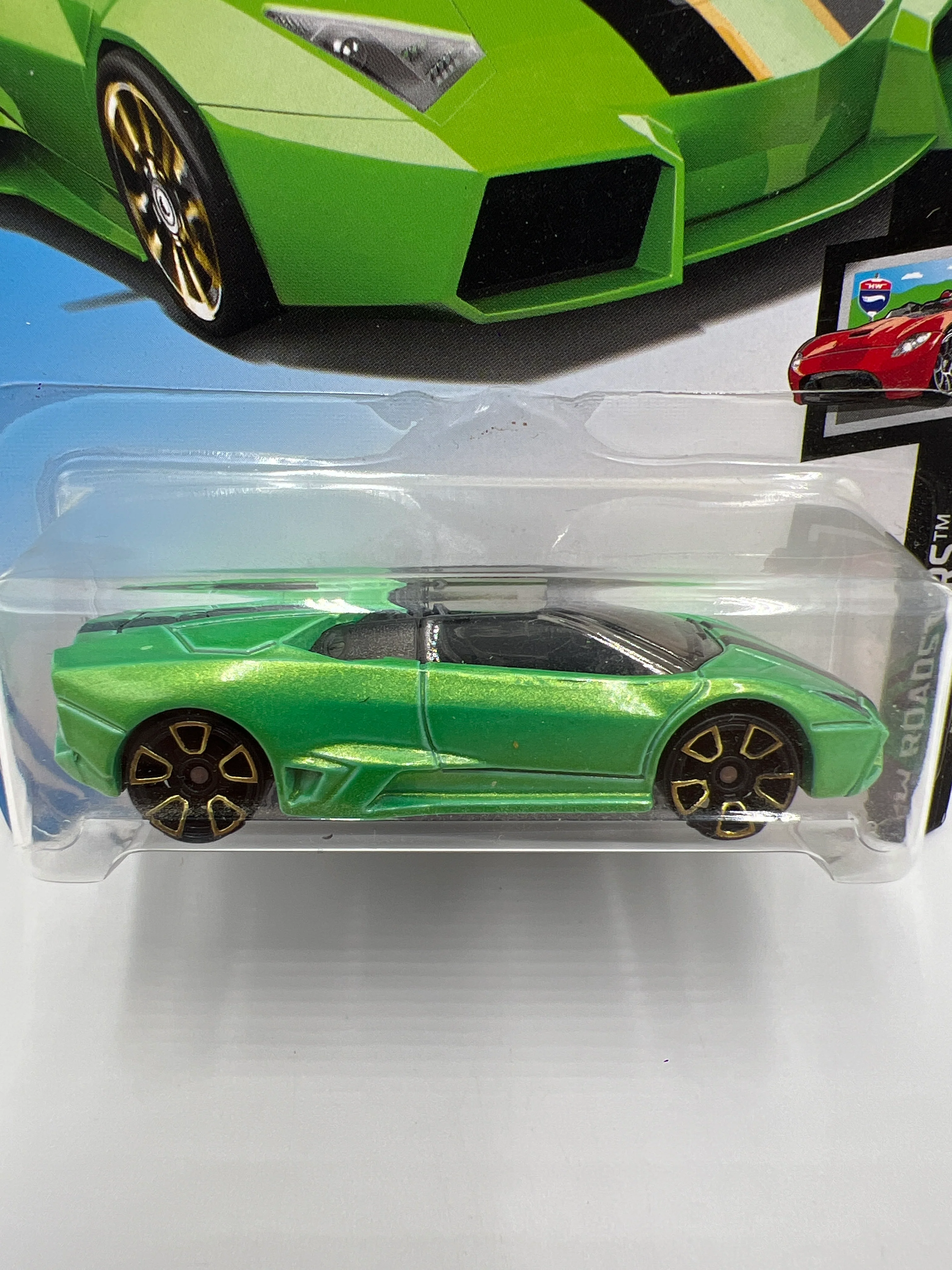 2019 Hot Wheels Roadsters #18 Lamborghini Reventon Roadster Green 101B - Image 2