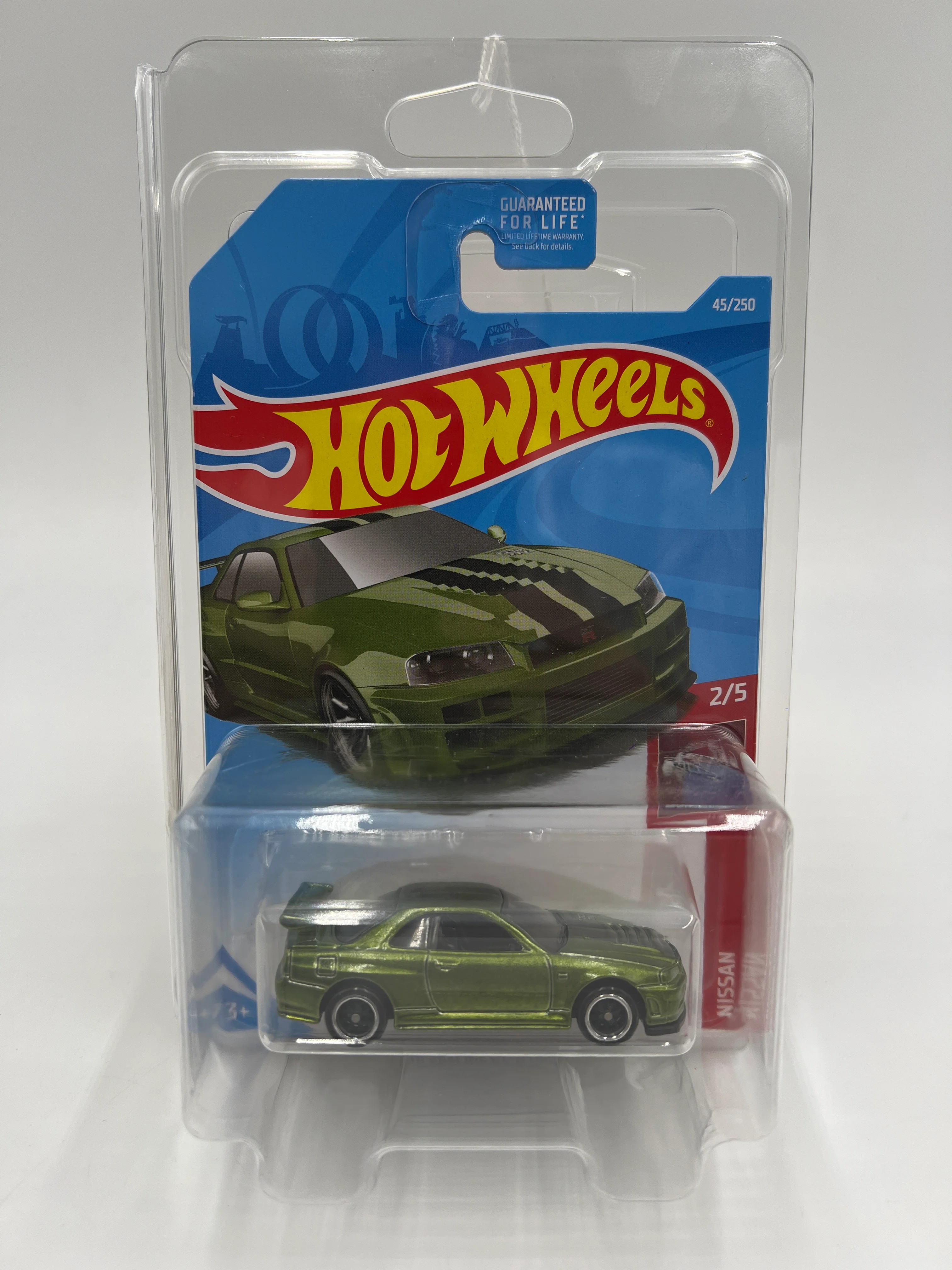 2019 Hot Wheels #45 Super Treasure Hunt Nissan Skyline GT-R BNR34 Green W/Protector - Image 8