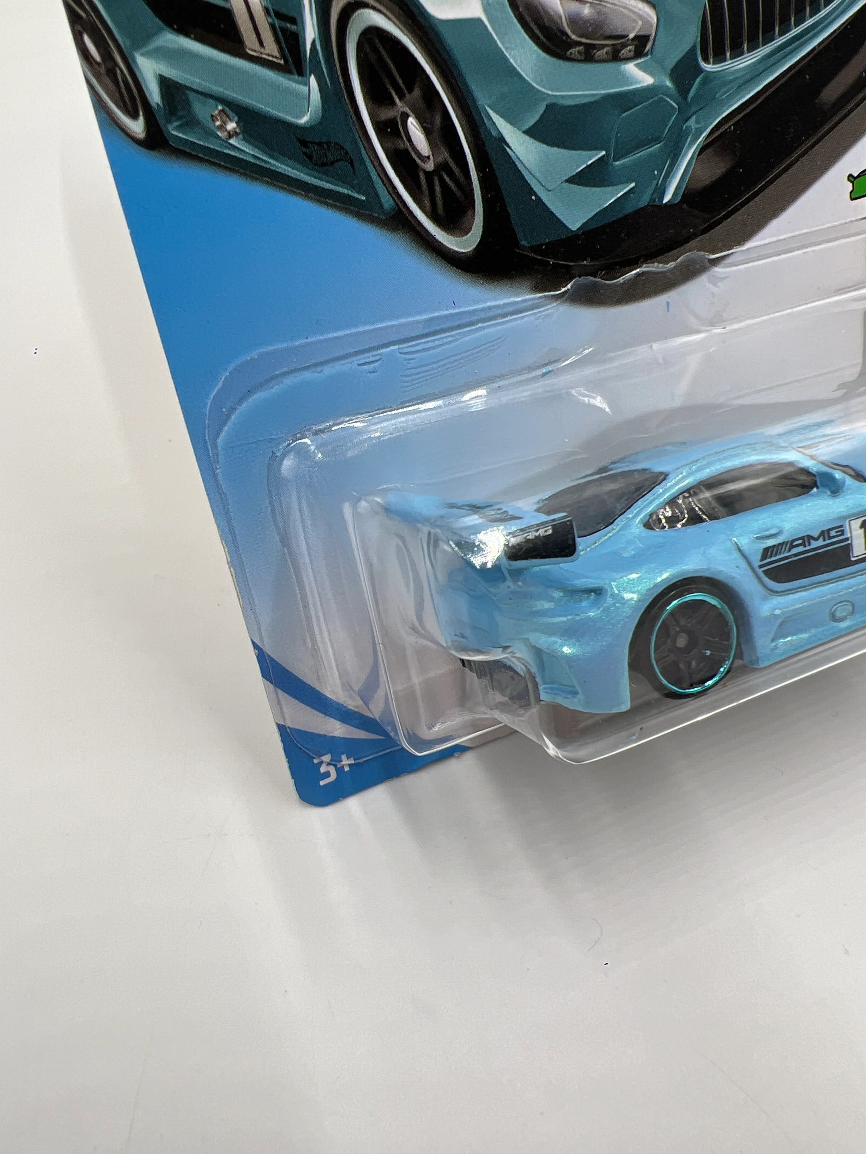 2019 Hot Wheels Race Day #74 16 Mercedes AMG GT3 Light Blue 91D - Image 5