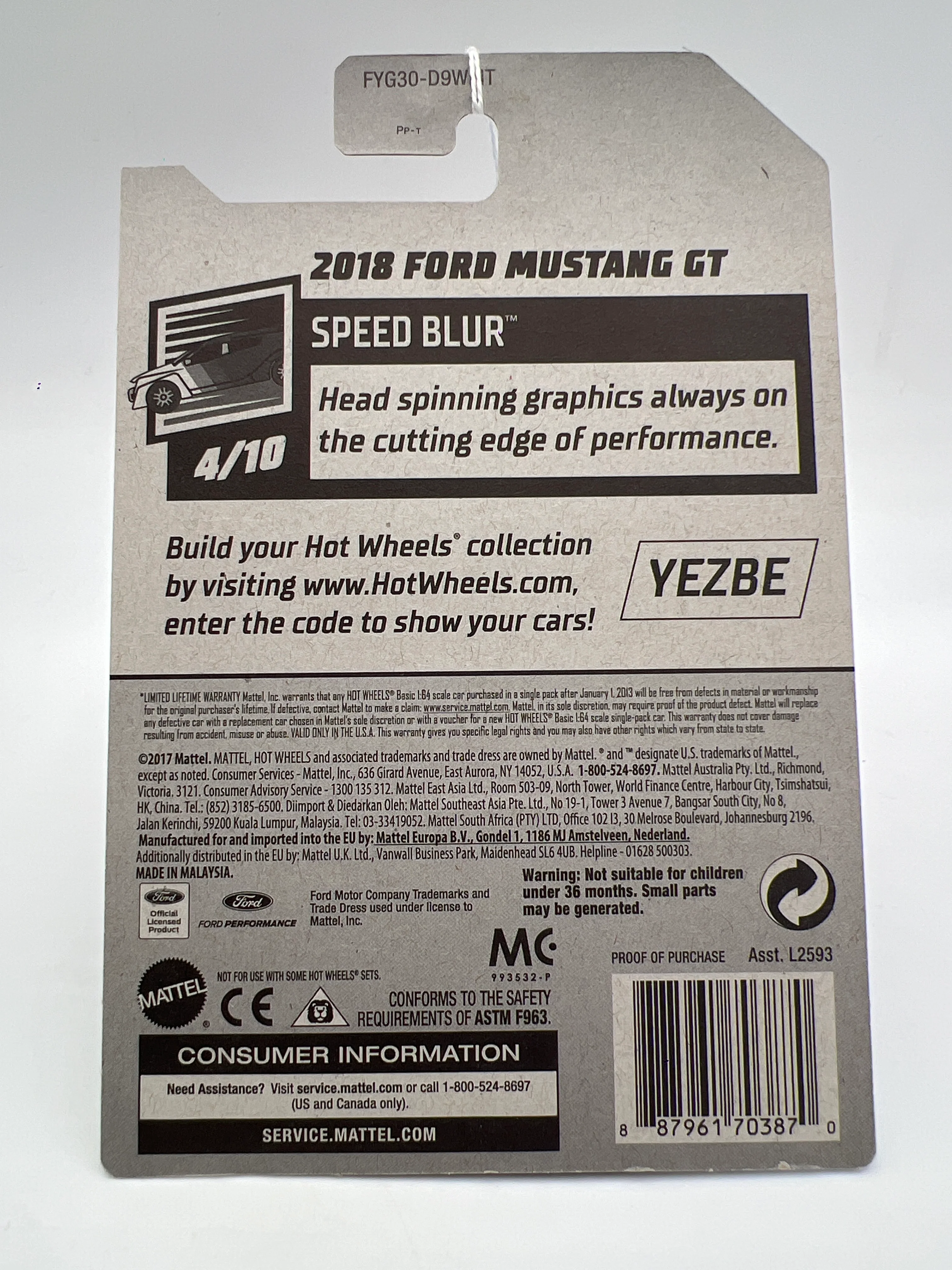 2019 Hot Wheels Factory Sealed Walmart Zamac 6 #113 2018 Ford Mustang GT SR - Image 6