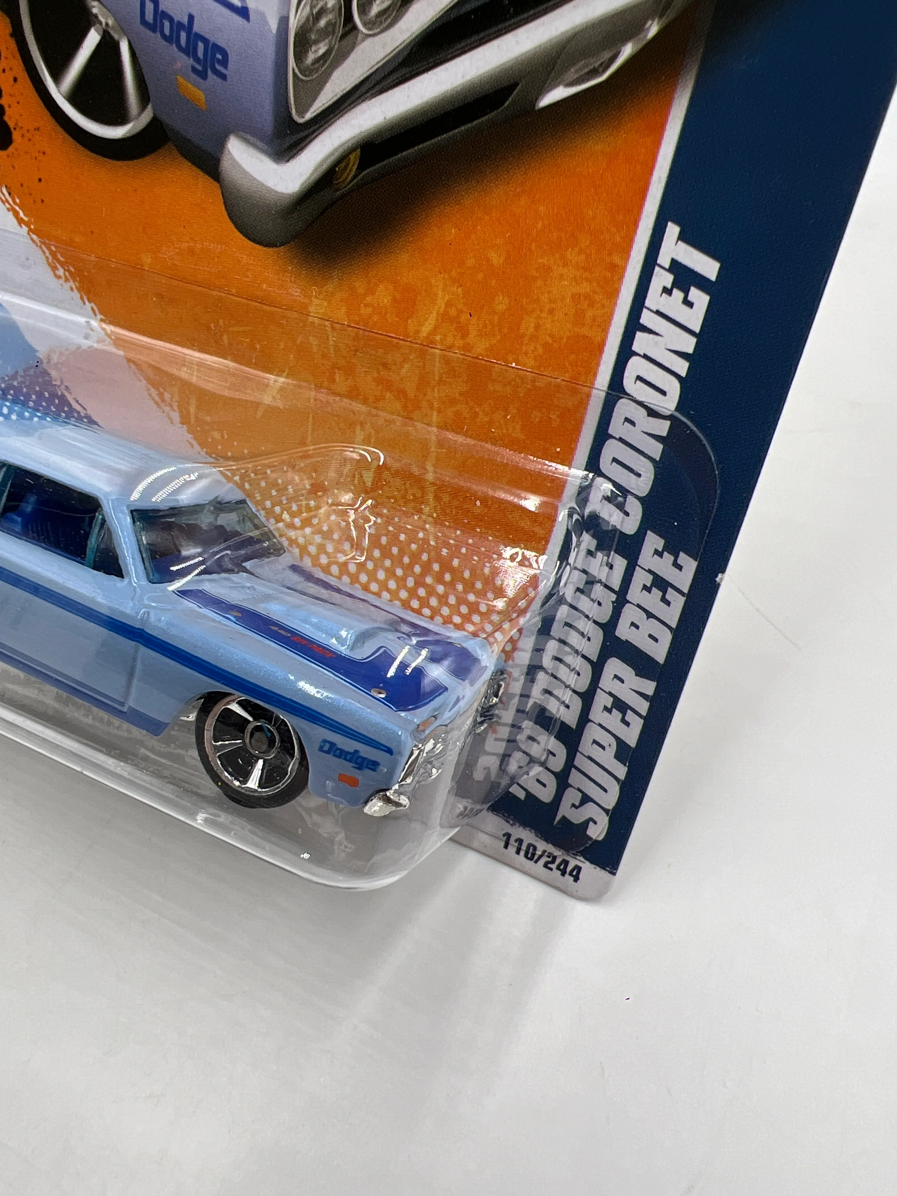 2011 Hot Wheels Toys R Us Exclusive Factory Sealed #110 69 Dodge Coronet Super Bee Blue W/Protector - Image 4