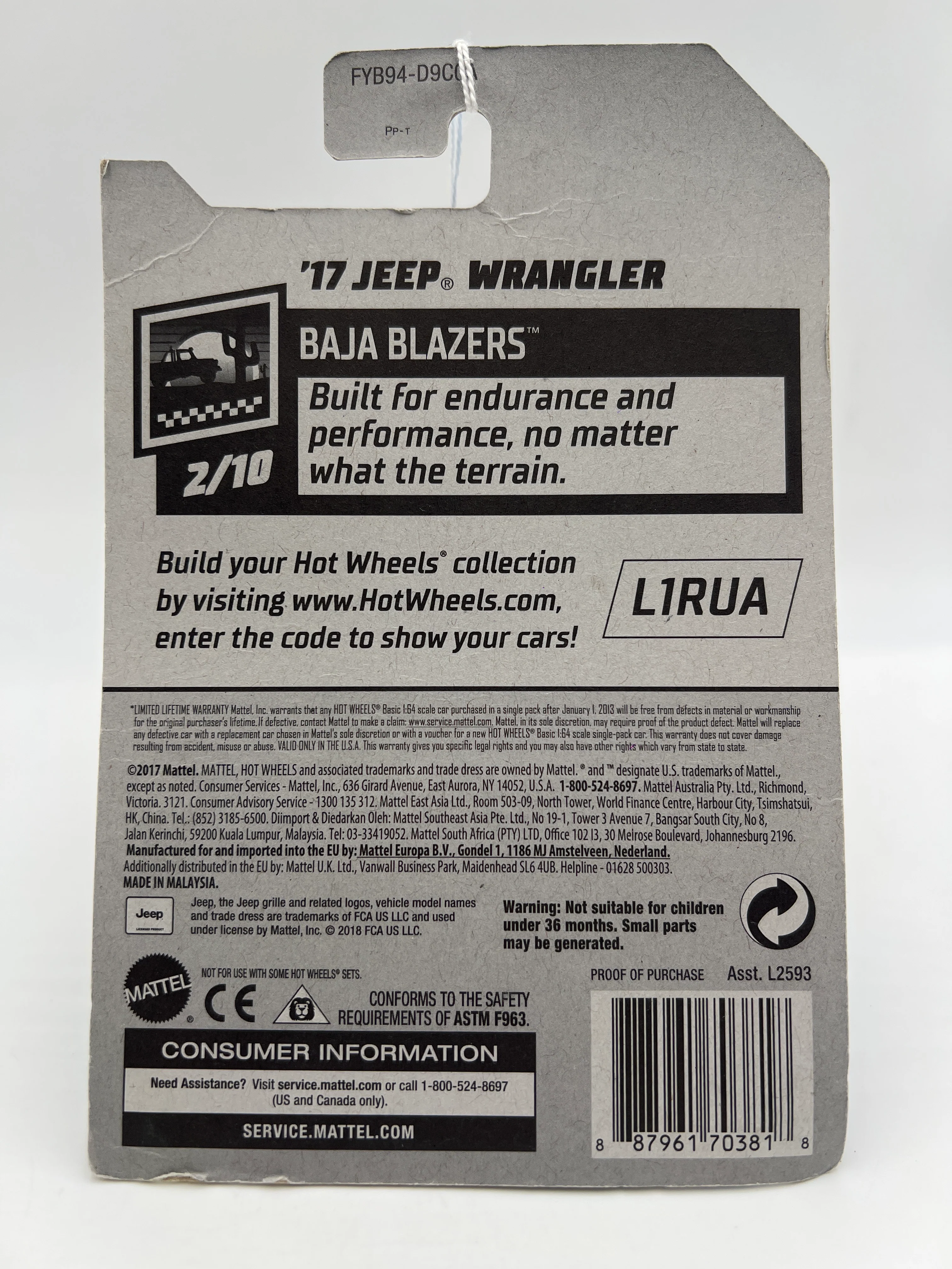 2019 Hot Wheels Baja Blazers #13 17 Jeep Wrangler Blue 41B - Image 6