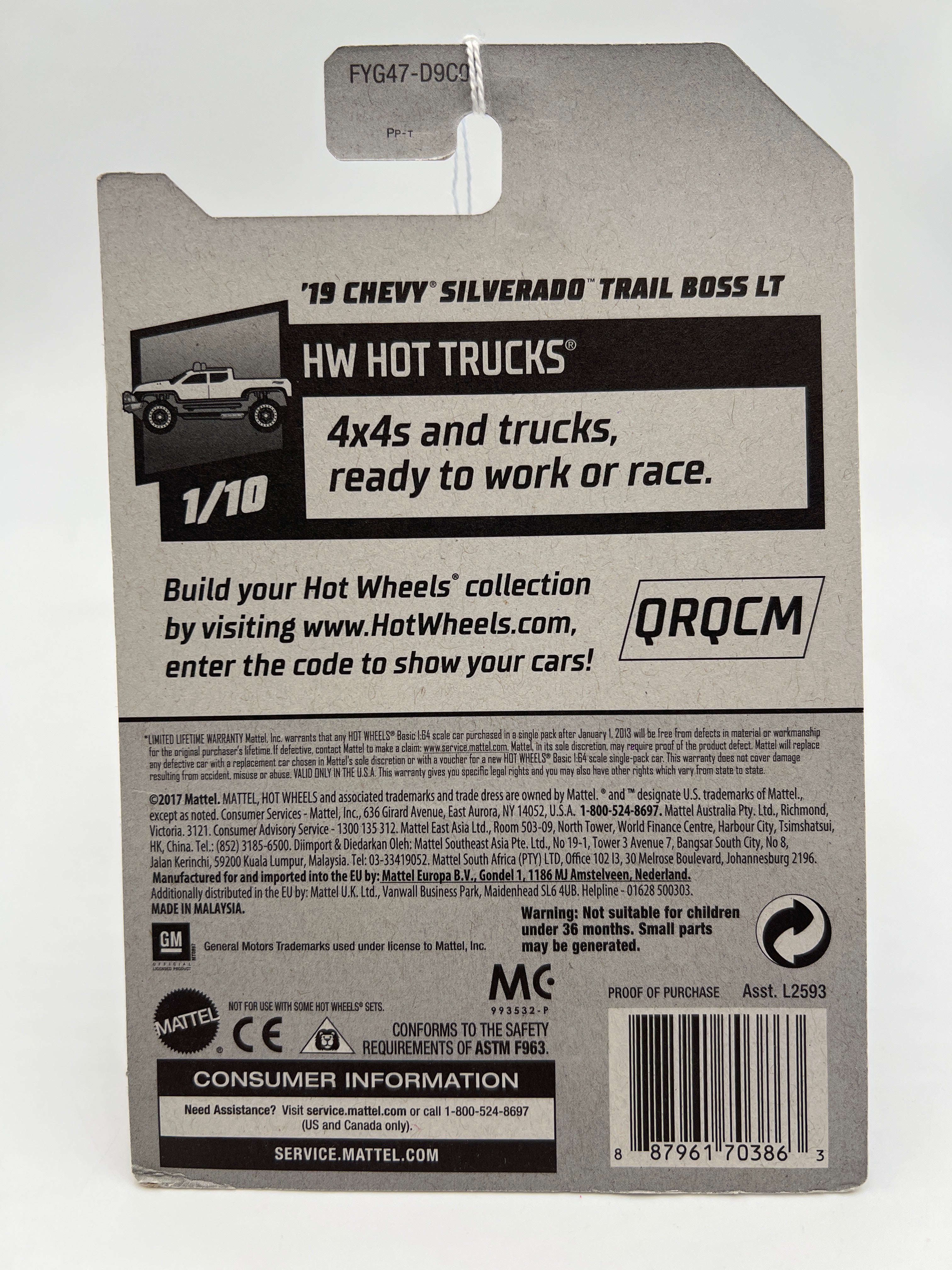 2019 Hot Wheels Kmart Exclusive HW Hot Trucks #83 19 Chevy Silverado Trail Boss LT 240B - Image 7