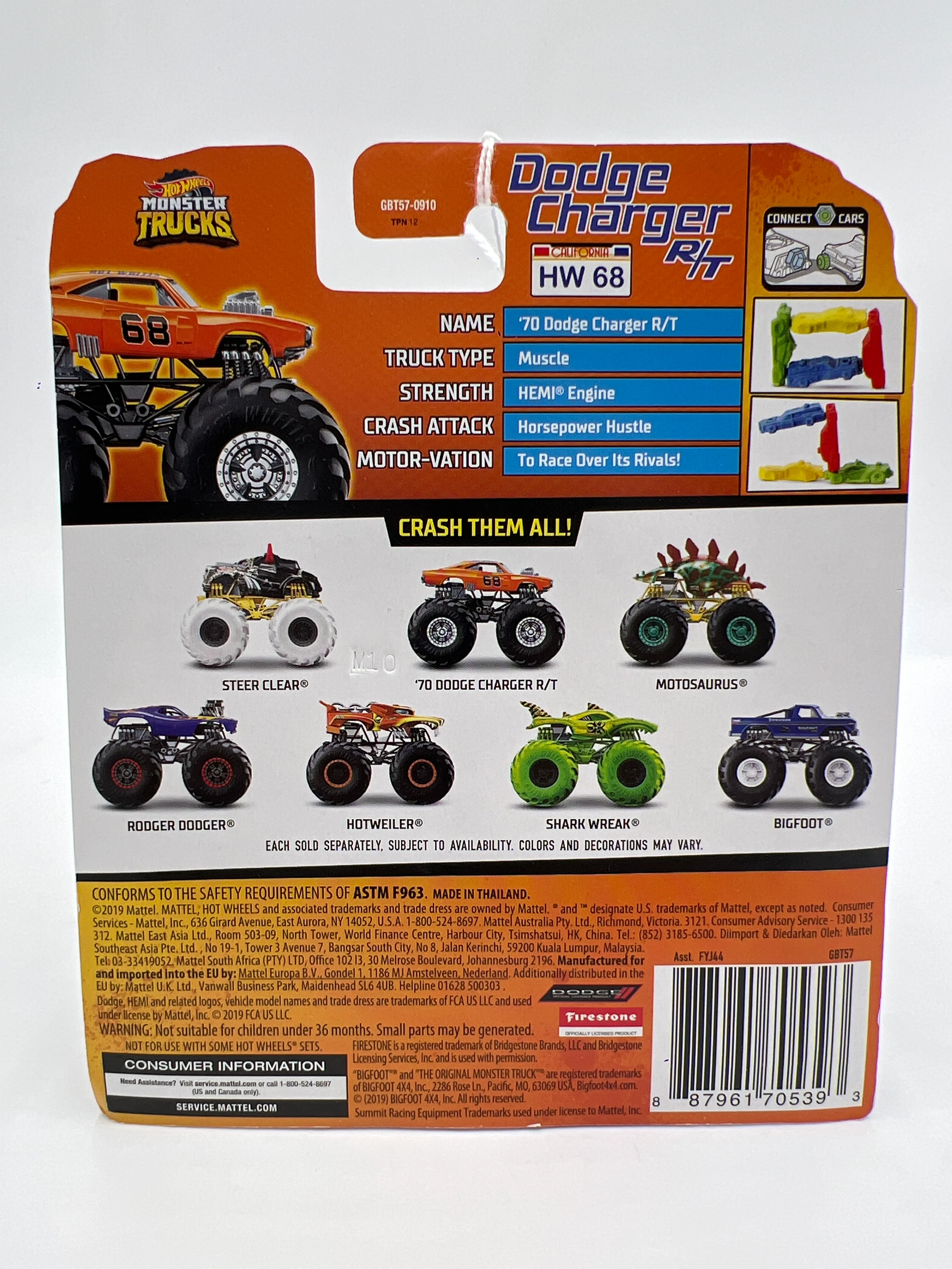 2019 Hot Wheels Monster Trucks #33 Dodge Charger R/T 126E - Image 6