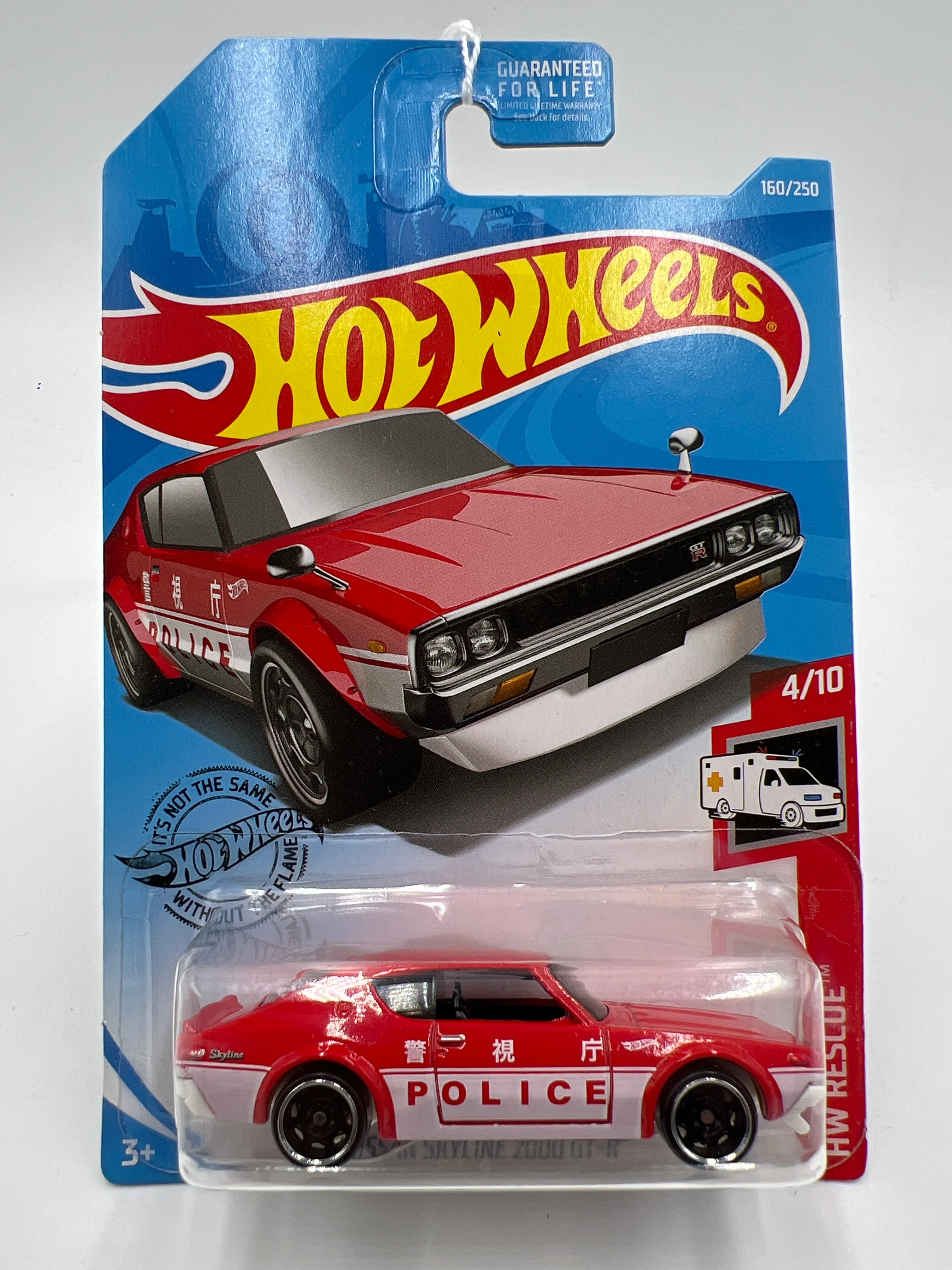2019 Hot Wheels HW Rescue #160 Nissan Skyline 2000 GT-R Police Red/White 83B - Image 2