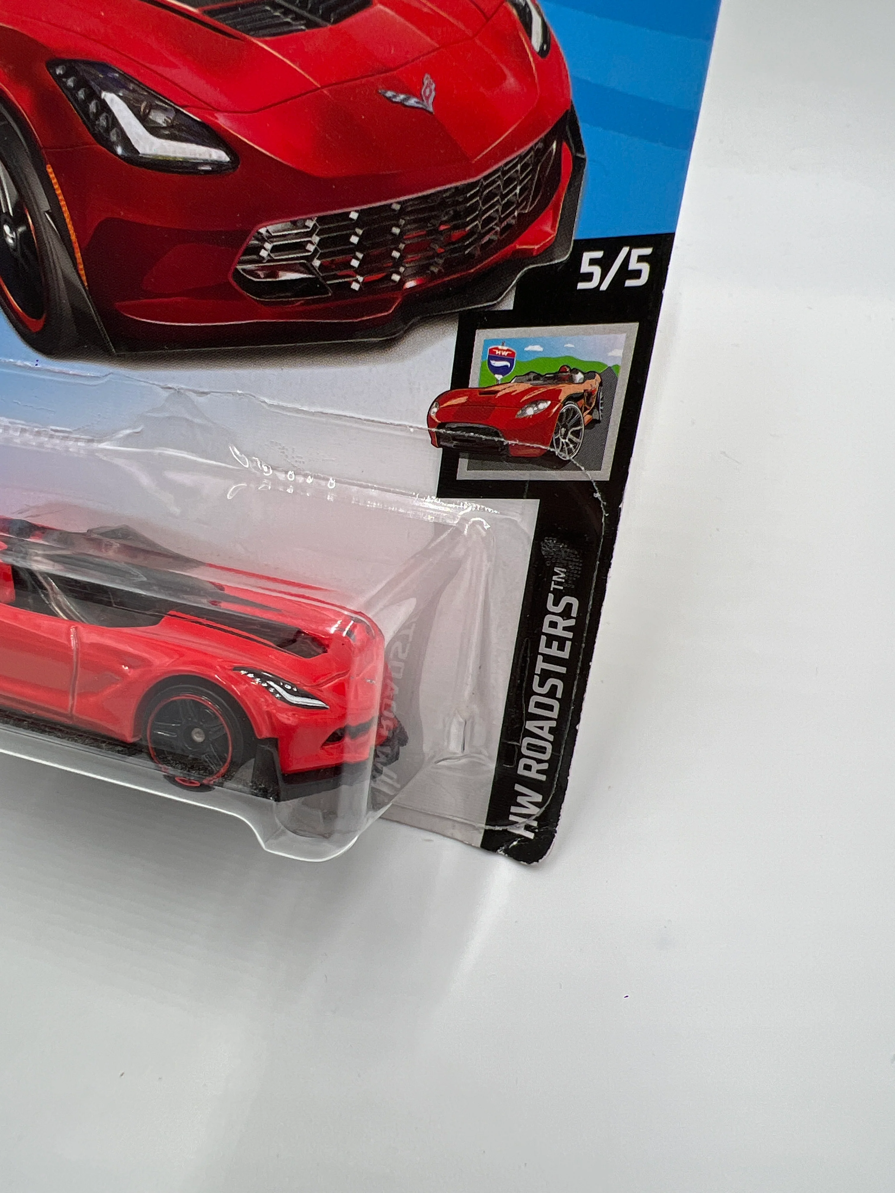 2019 Hot Wheels Roadsters #95 Corvette C7 Z06 Convertible Red 7C - Image 3