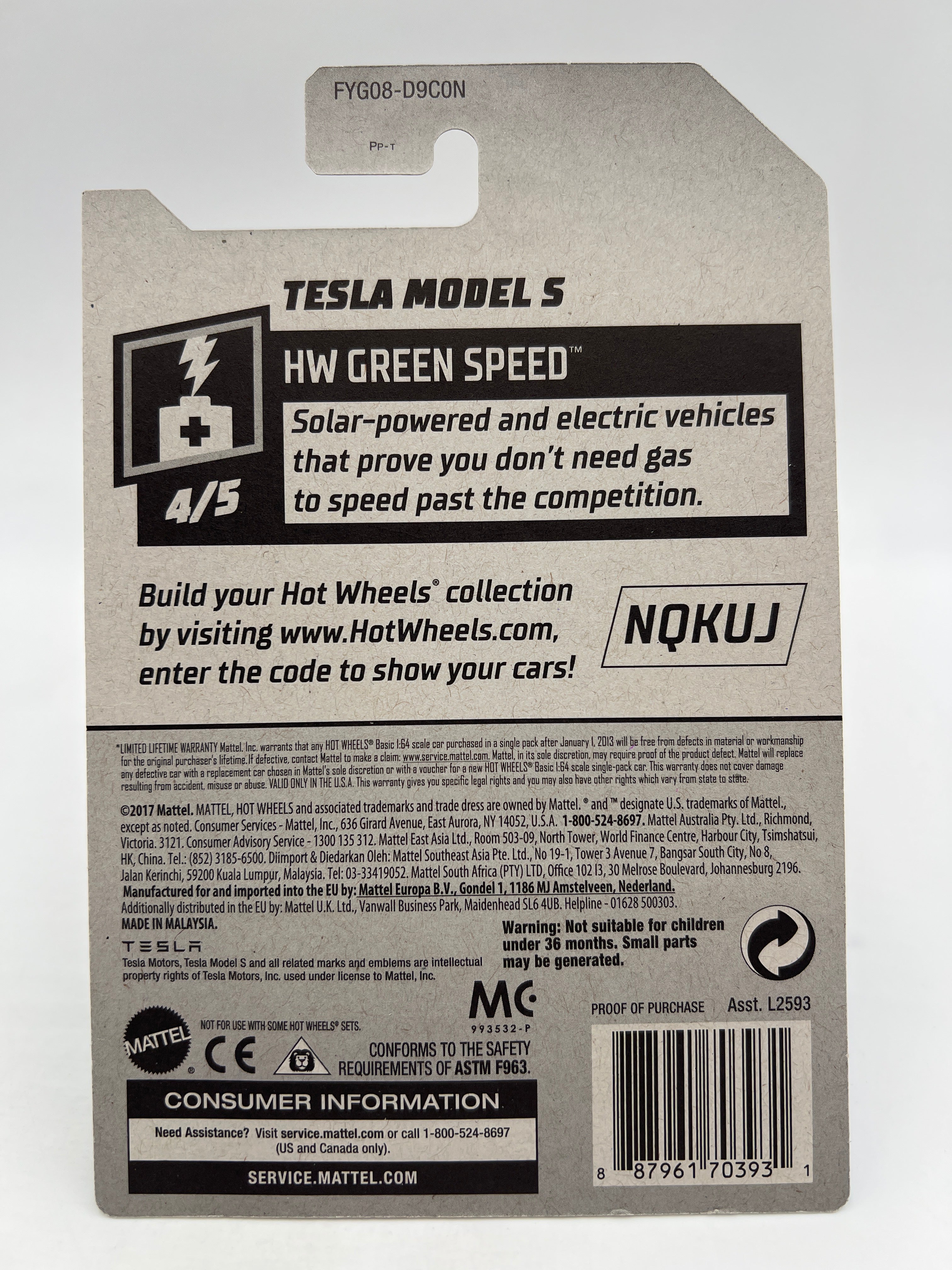 2019 Hot Wheels Super Treasure Hunt Factory Sealed #226 Tesla Model S Blue W/Protector - Image 6