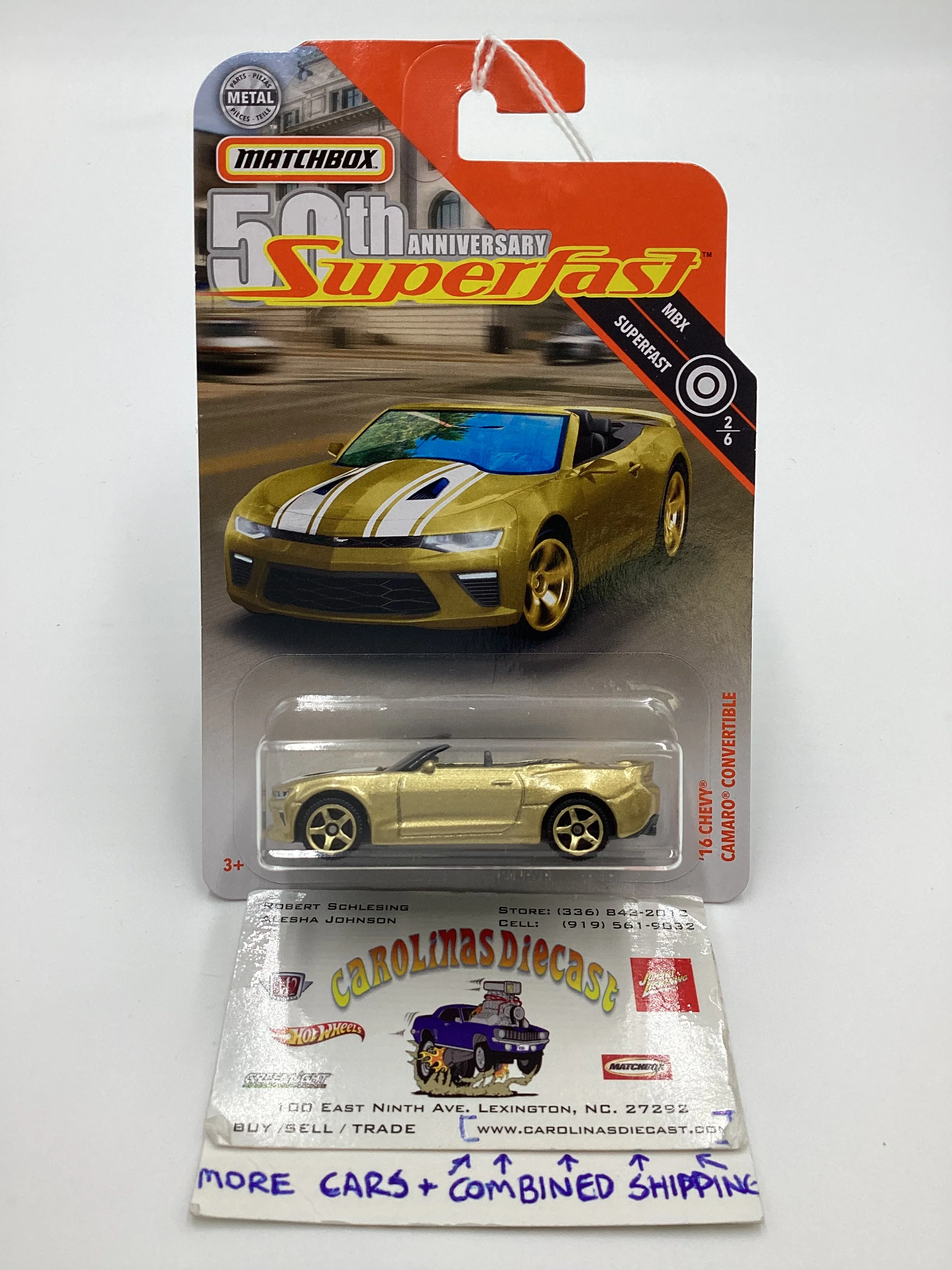 2019 Matchbox 50th Anniversary Superfast Gold 16 Chevy Camaro Convertible Gold 169Q