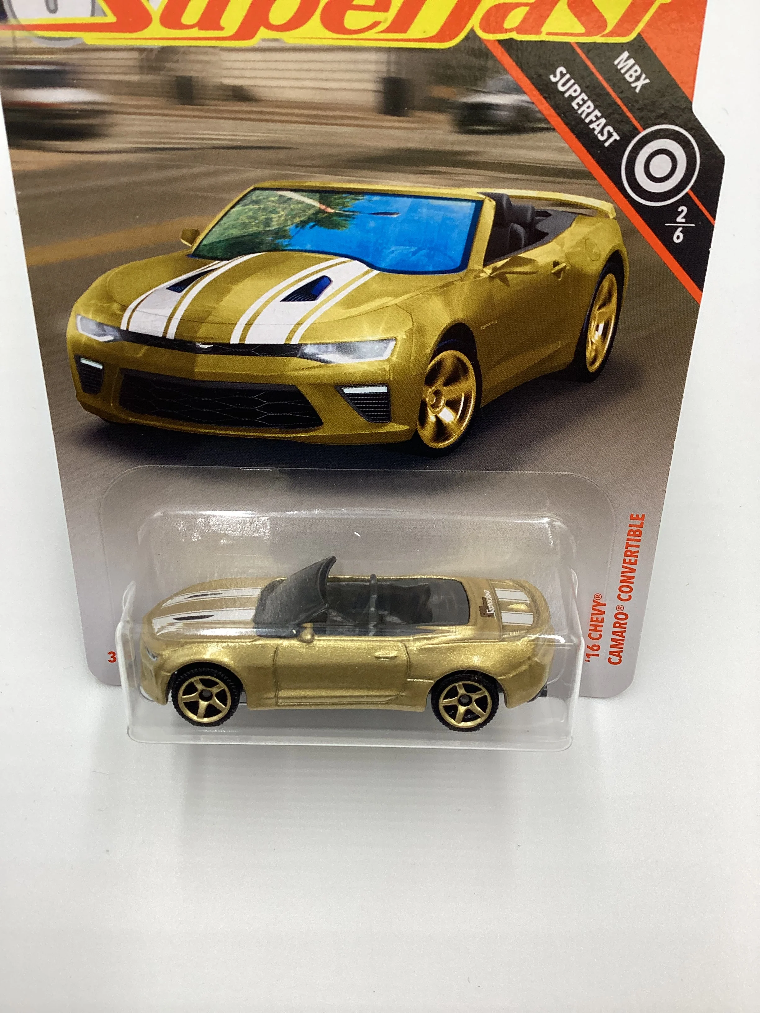 2019 Matchbox 50th Anniversary Superfast Gold 16 Chevy Camaro Convertible Gold 169Q - Image 6