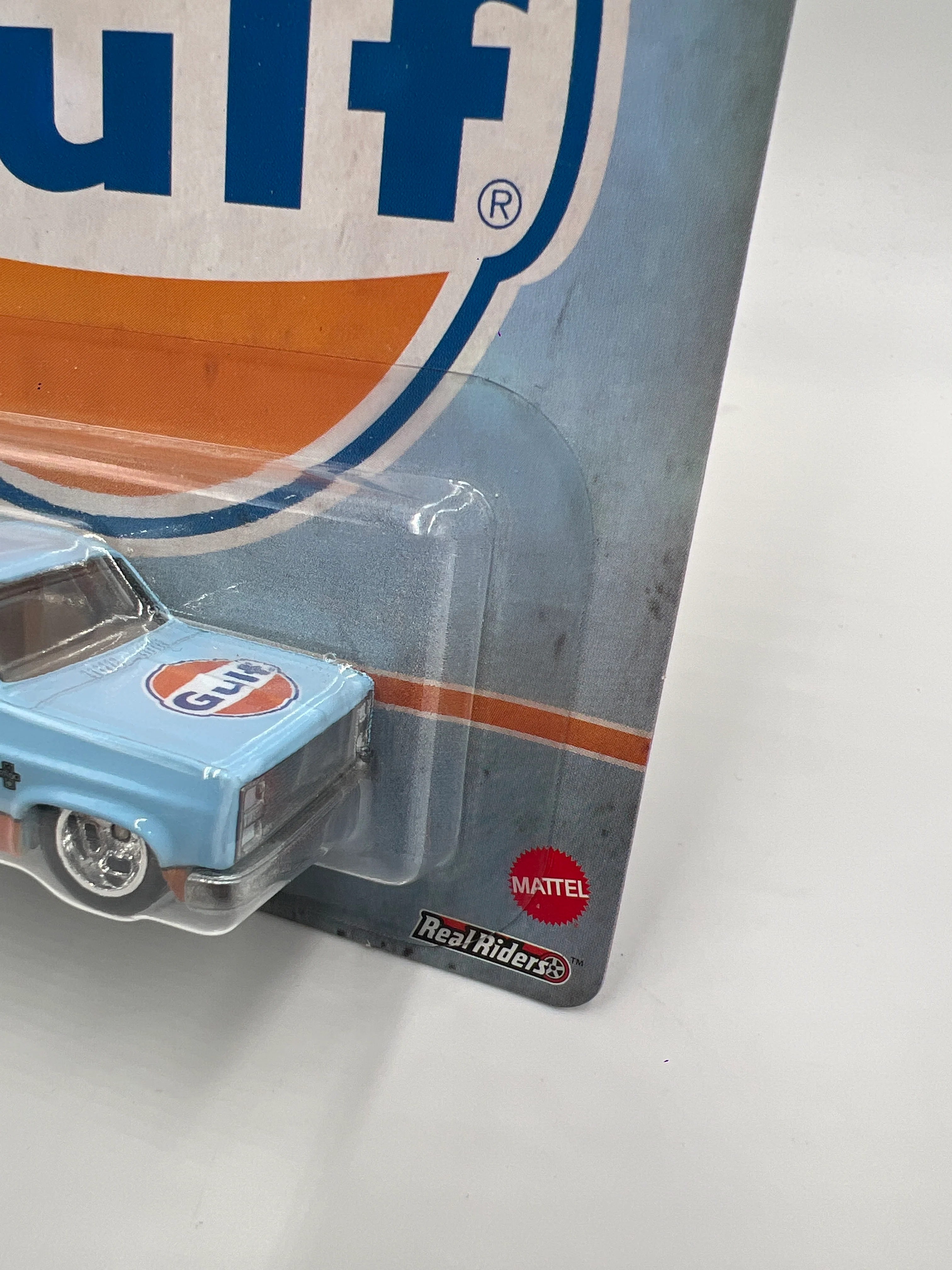 2020 Hot Wheels Premium Vintage Oil #2 83 Chevy Silverado Gulf Blue W/Protector - Image 3