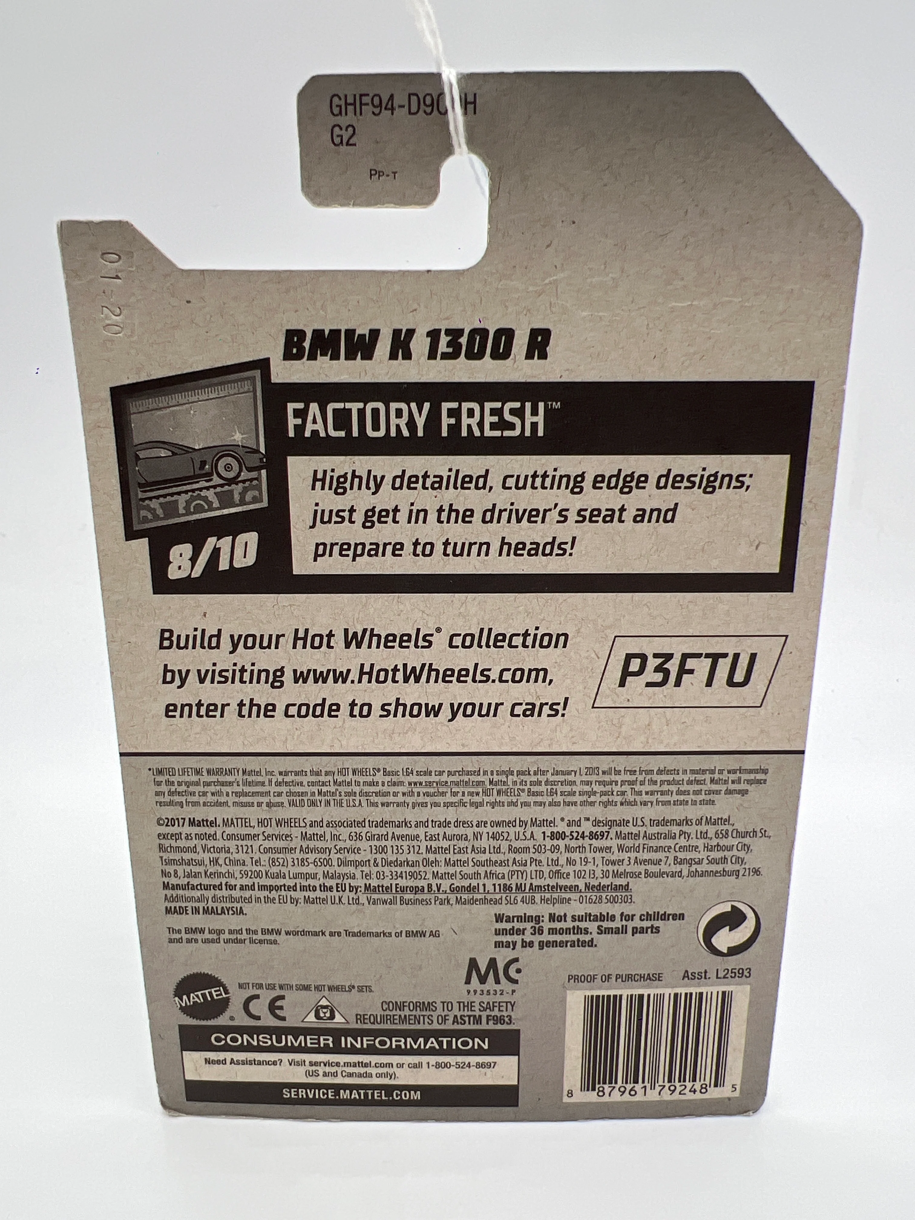 2020 Hot Wheels Factory Fresh #65 BMW K 1300 R Gray/Black - Image 6