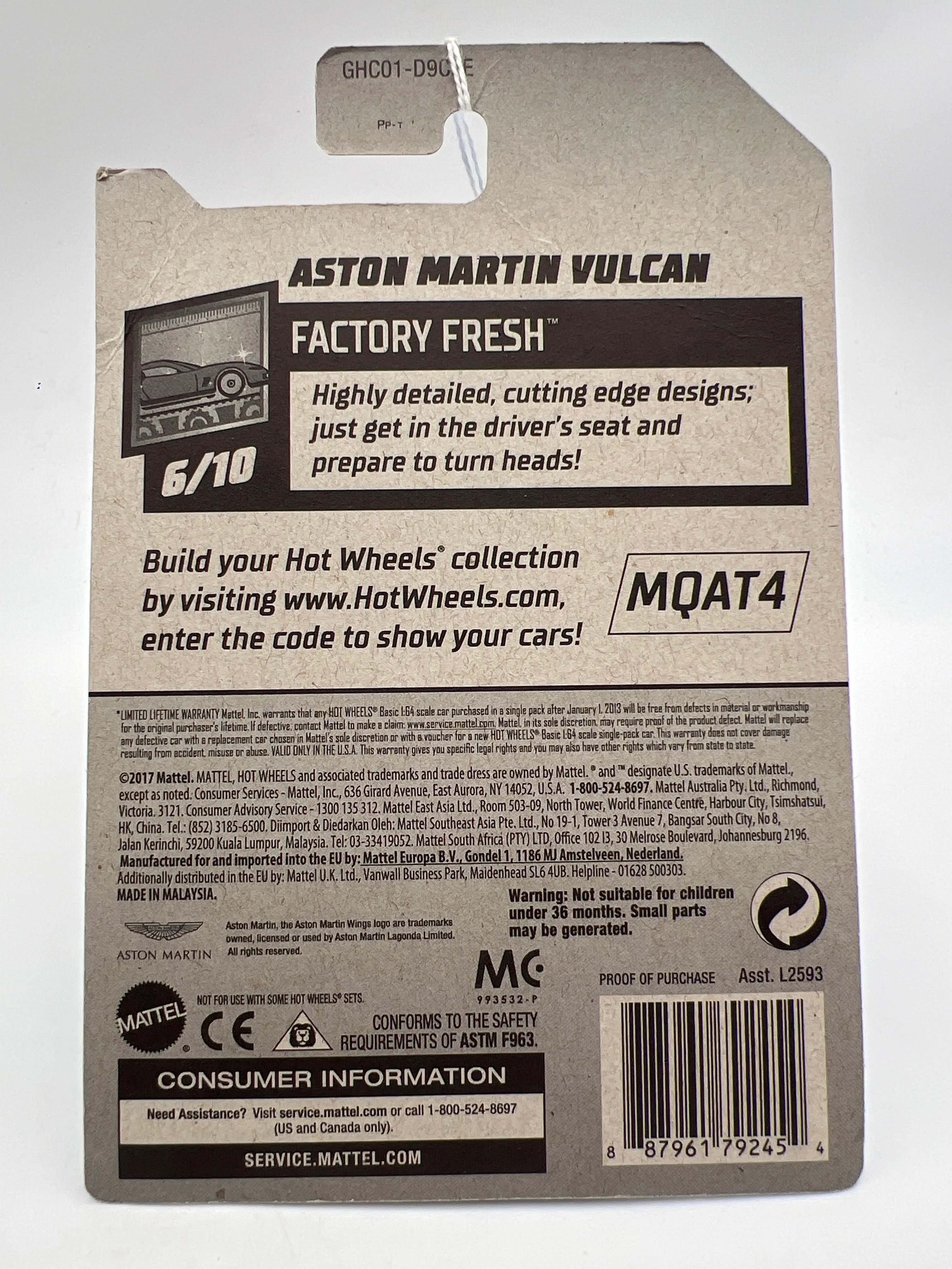 2020 Hot Wheels Factory Fresh #88 Aston Martin Vulcan White 106C - Image 7