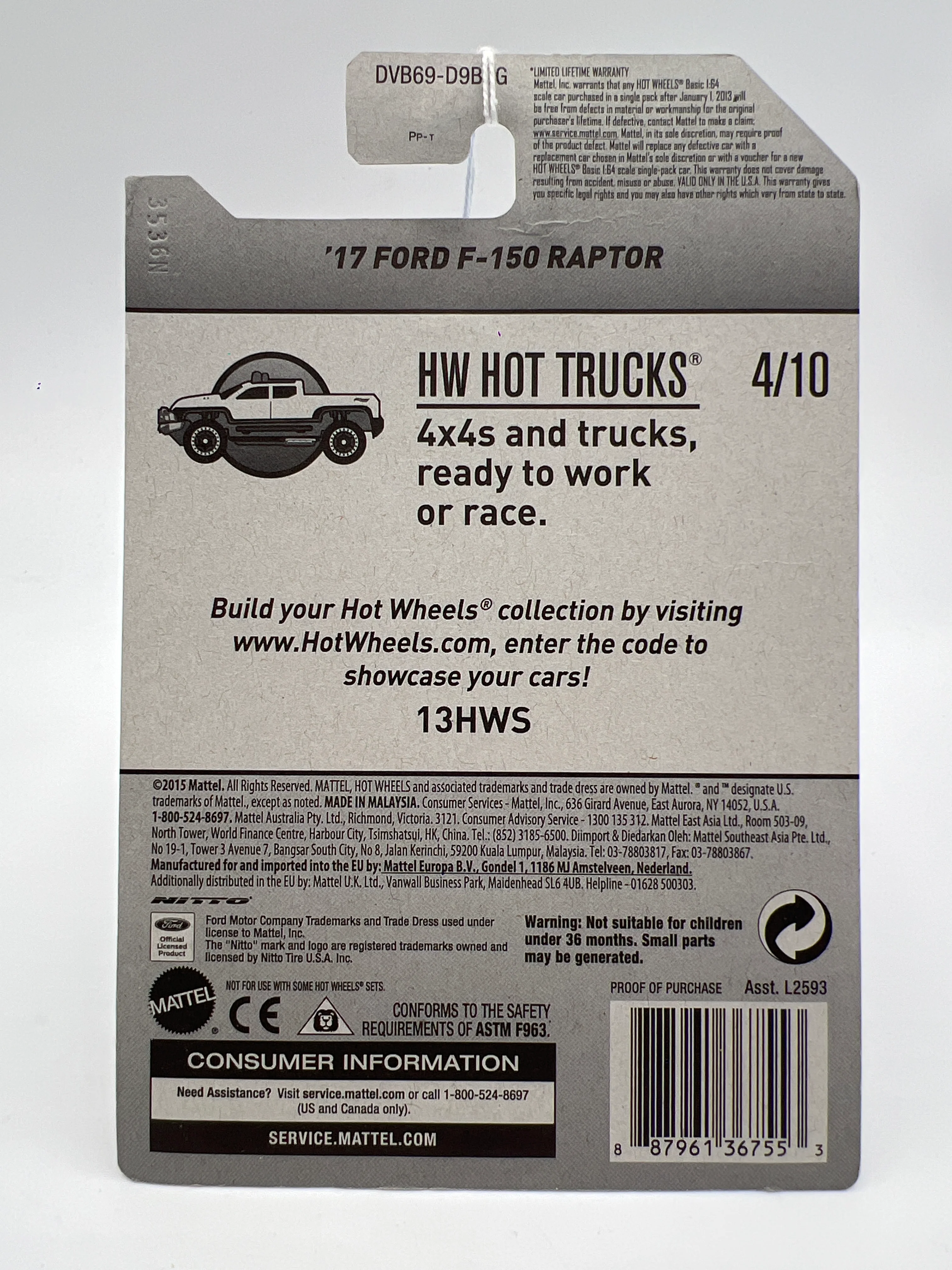 Hot Wheels Hot Trucks #129 17 Ford F-150 Raptor White 34B - Image 6
