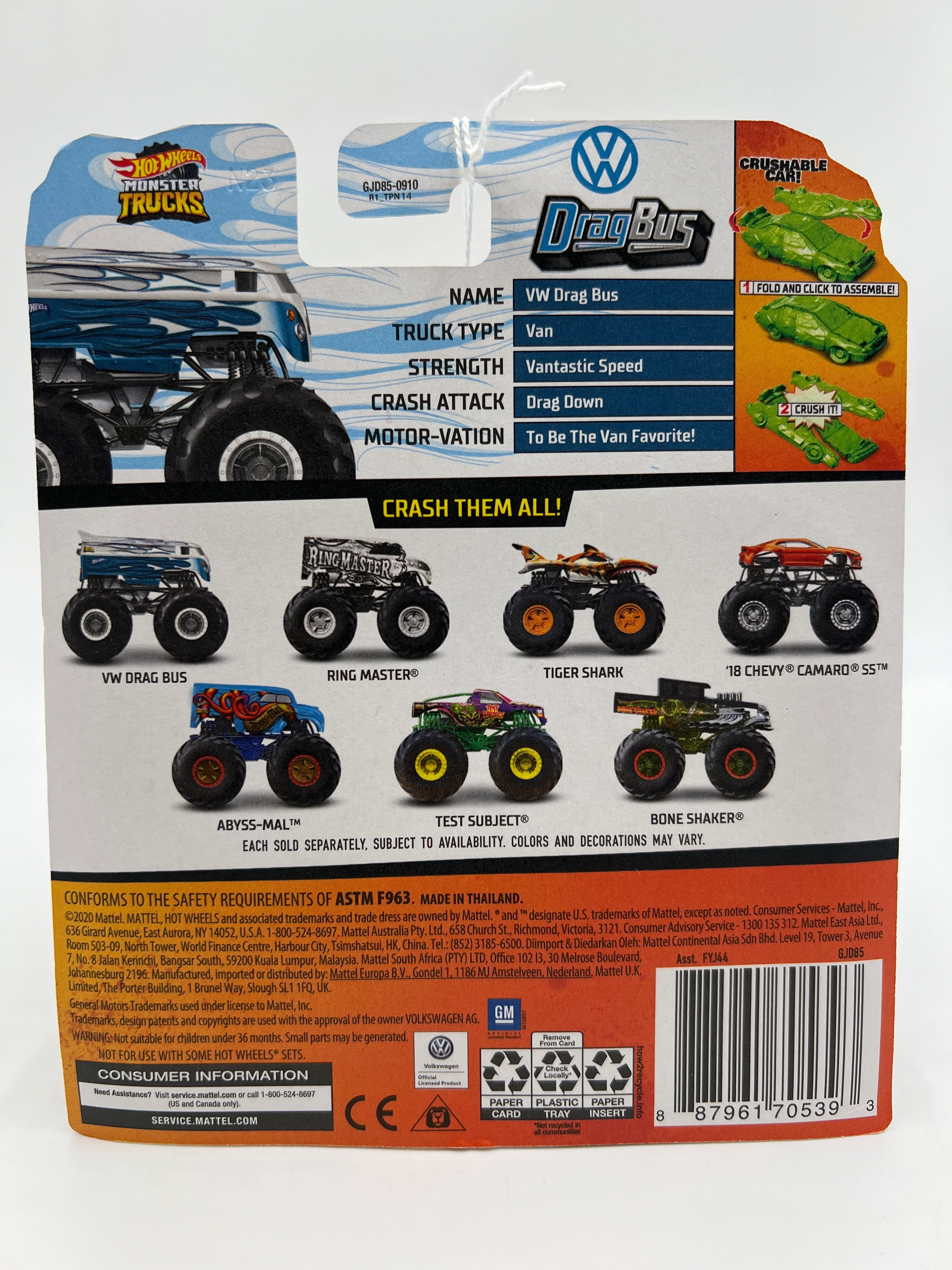 2020 Hot Wheels Monster Trucks HW Flames #68 VW Drag Bus 126F - Image 6