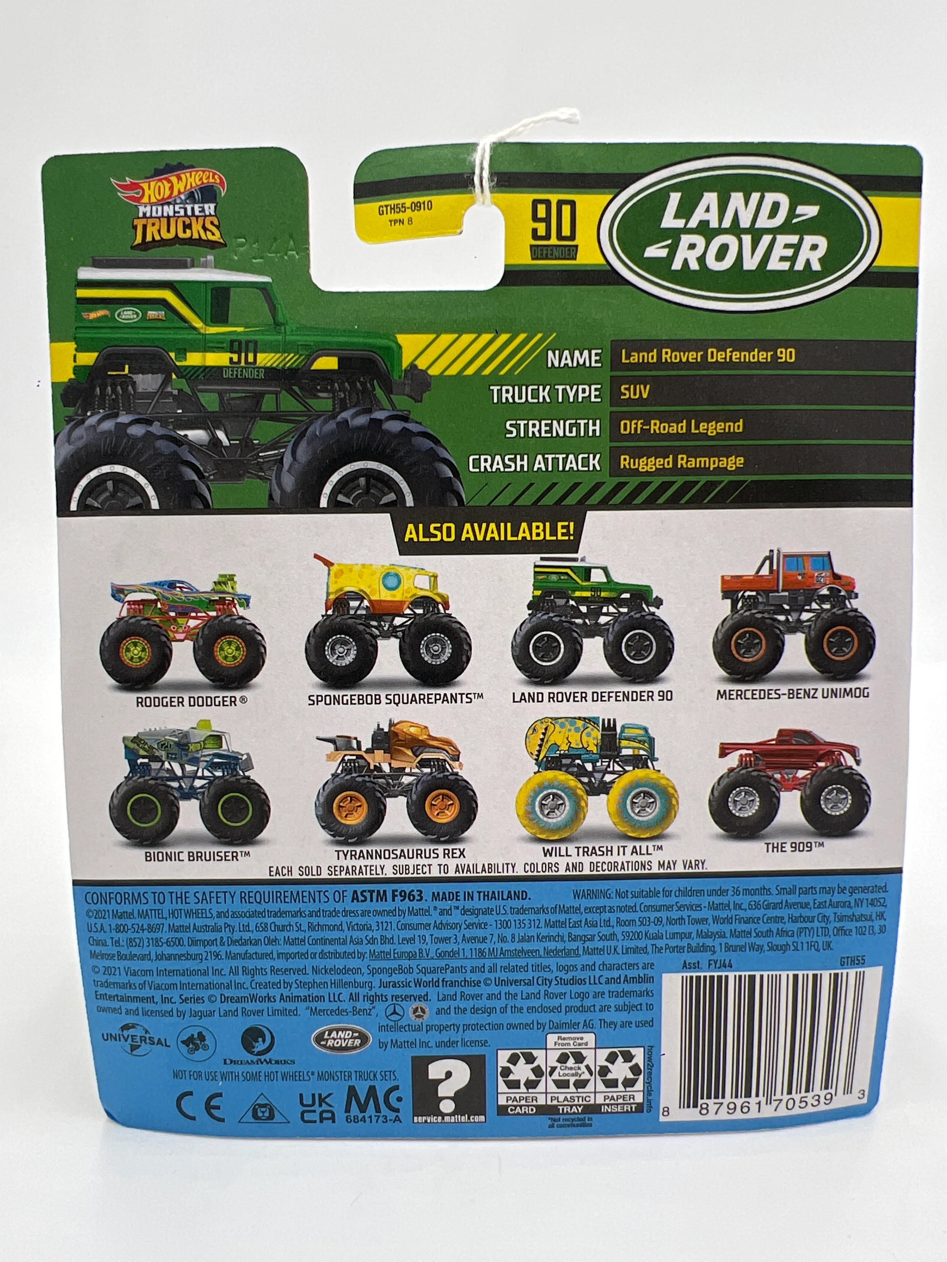 2021 Hot Wheels Monster Trucks Crash Legends #46 Land Rover Defender 90 131G - Image 6