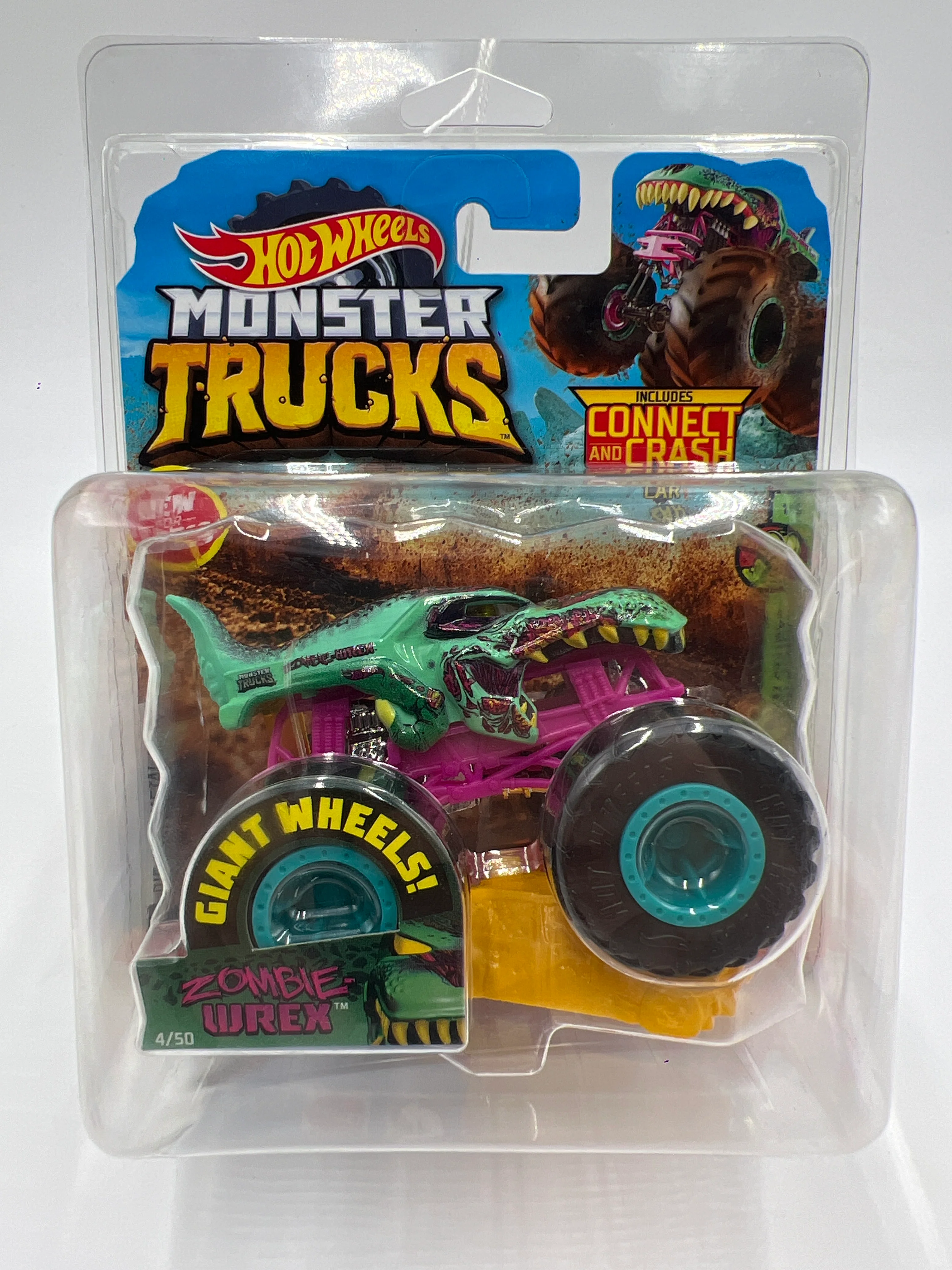 2019 Hot Wheels Monster Trucks Sick Stuff #4 Zombie-Wrex W/Protector