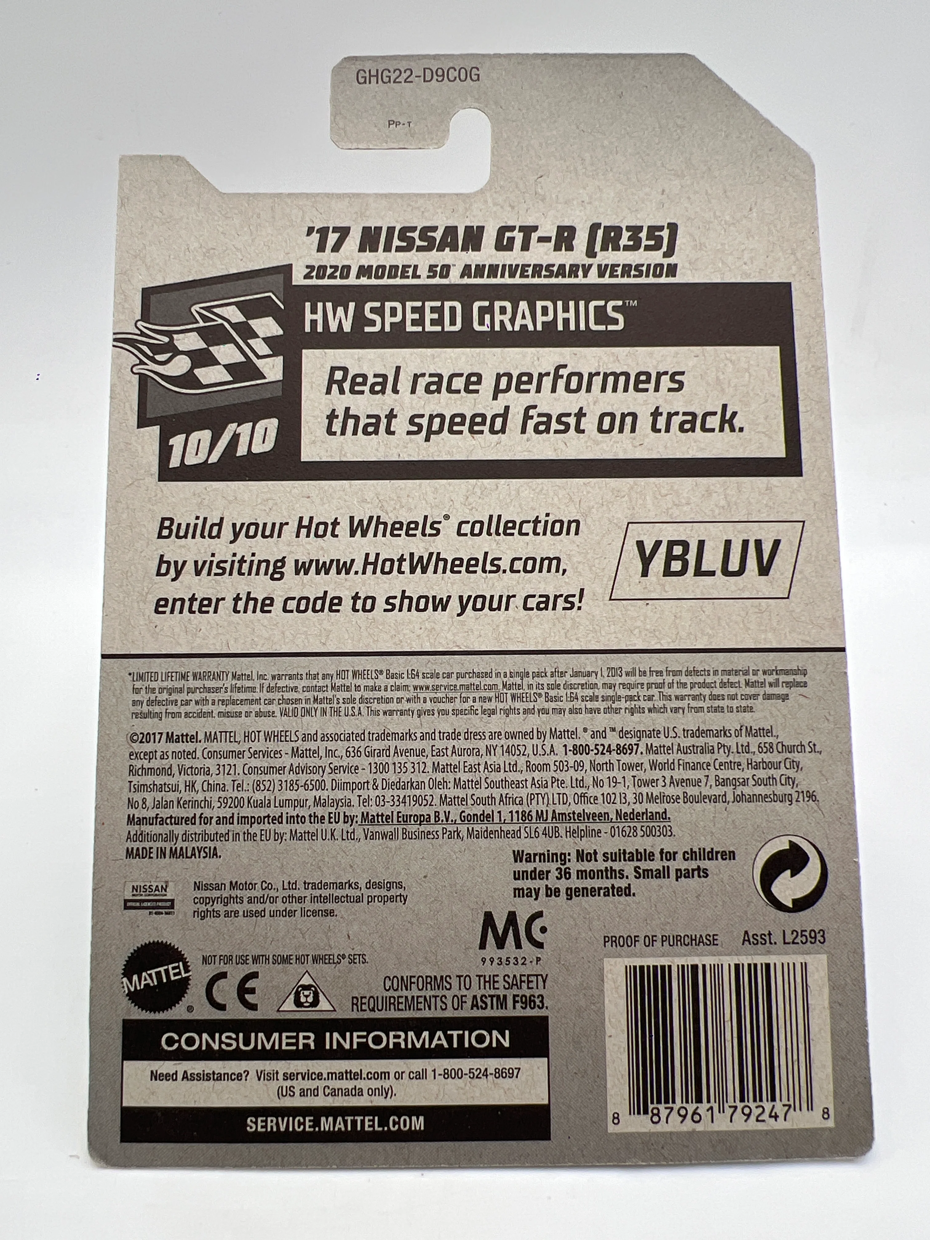 2020 Hot Wheels Super Treasure Hunt #137 17 Nissan GT-R R35 Blue W/Protector See Description - Image 7