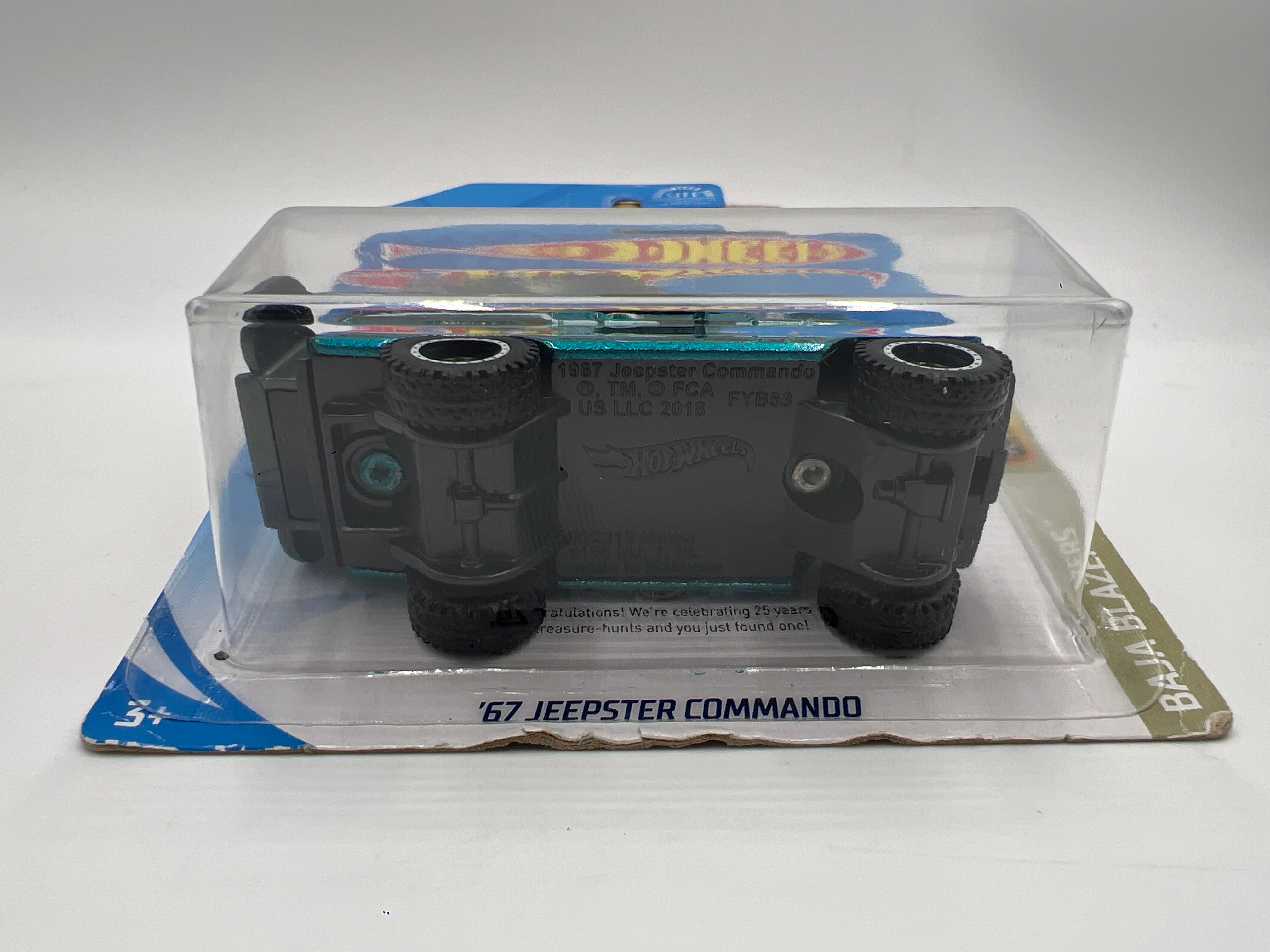 2020 Hot Wheels Super Treasure Hunt #71 67 Jeepster Commando Blue W/Protector Bad Card - Image 7