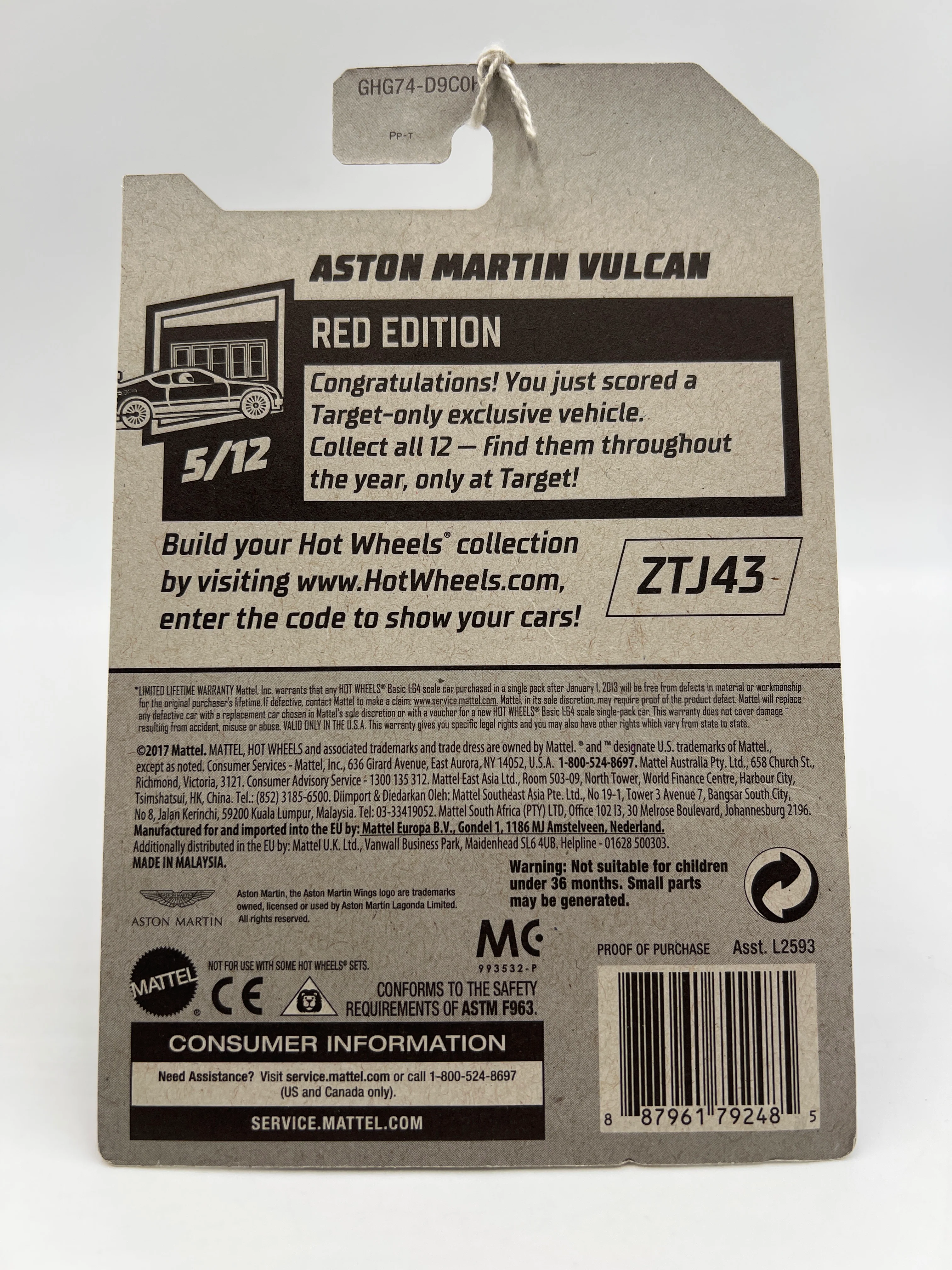 2020 Hot Wheels Target Exclusive Red Edition #88 Aston Martin Vulcan Red 145A - Image 6