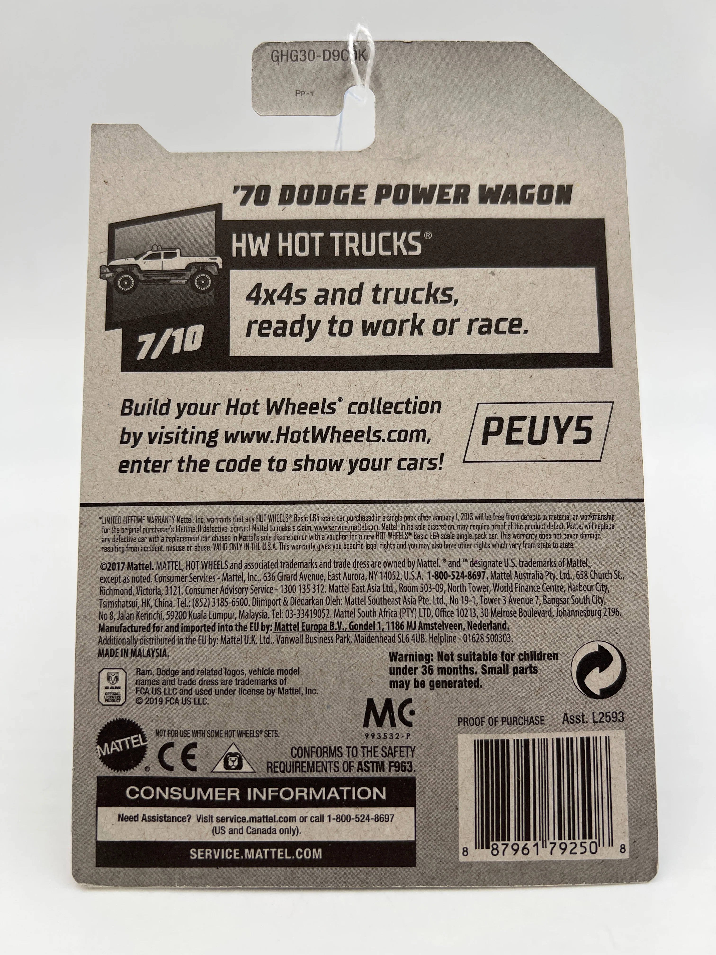 2020 Hot Wheels Walmart Exclusive Zamac 10 #152 70 Dodge Power Wagon - Image 6