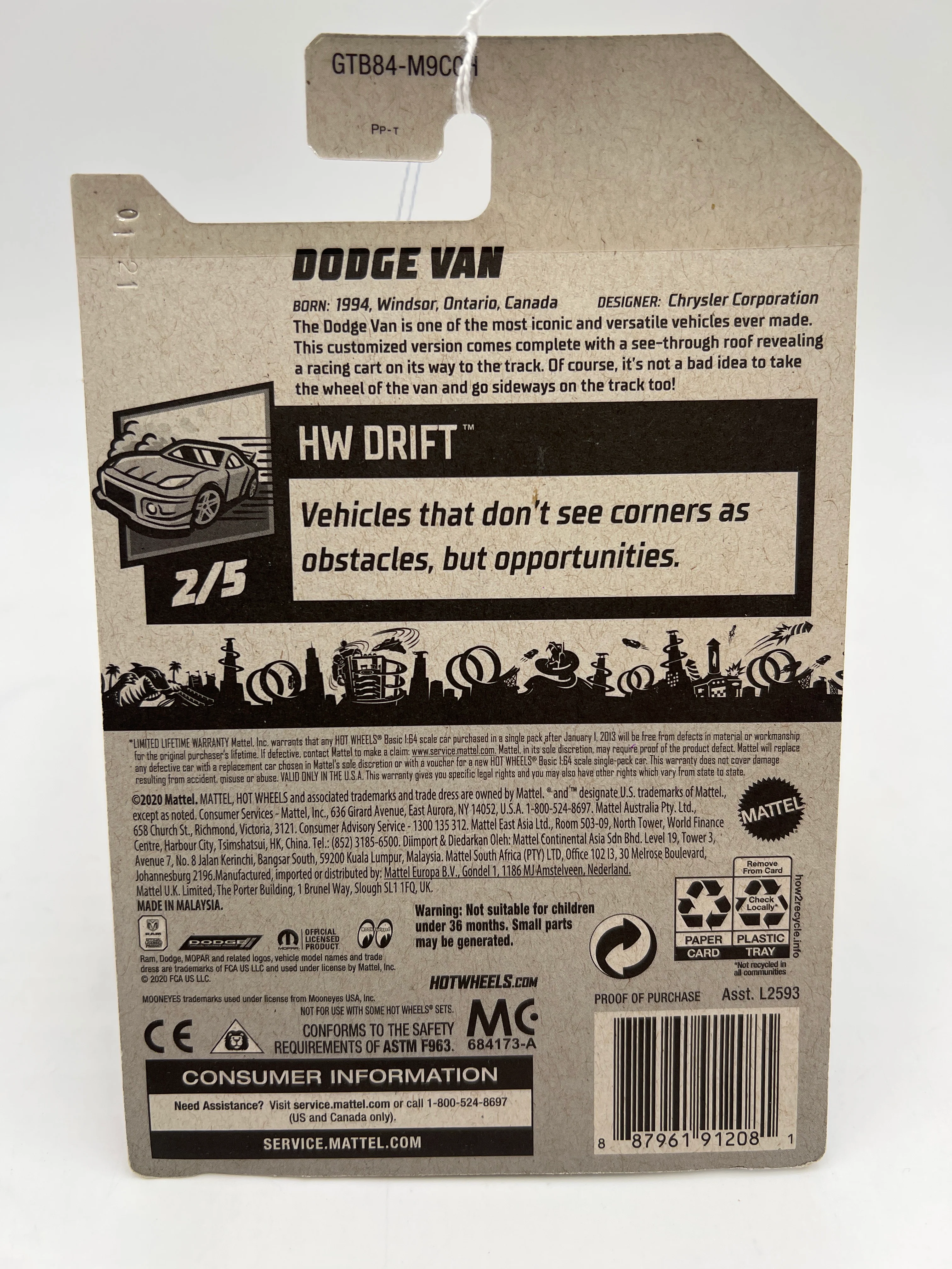2021 Hot Wheels Drift #50 Dodge Van Yellow 40H - Image 5