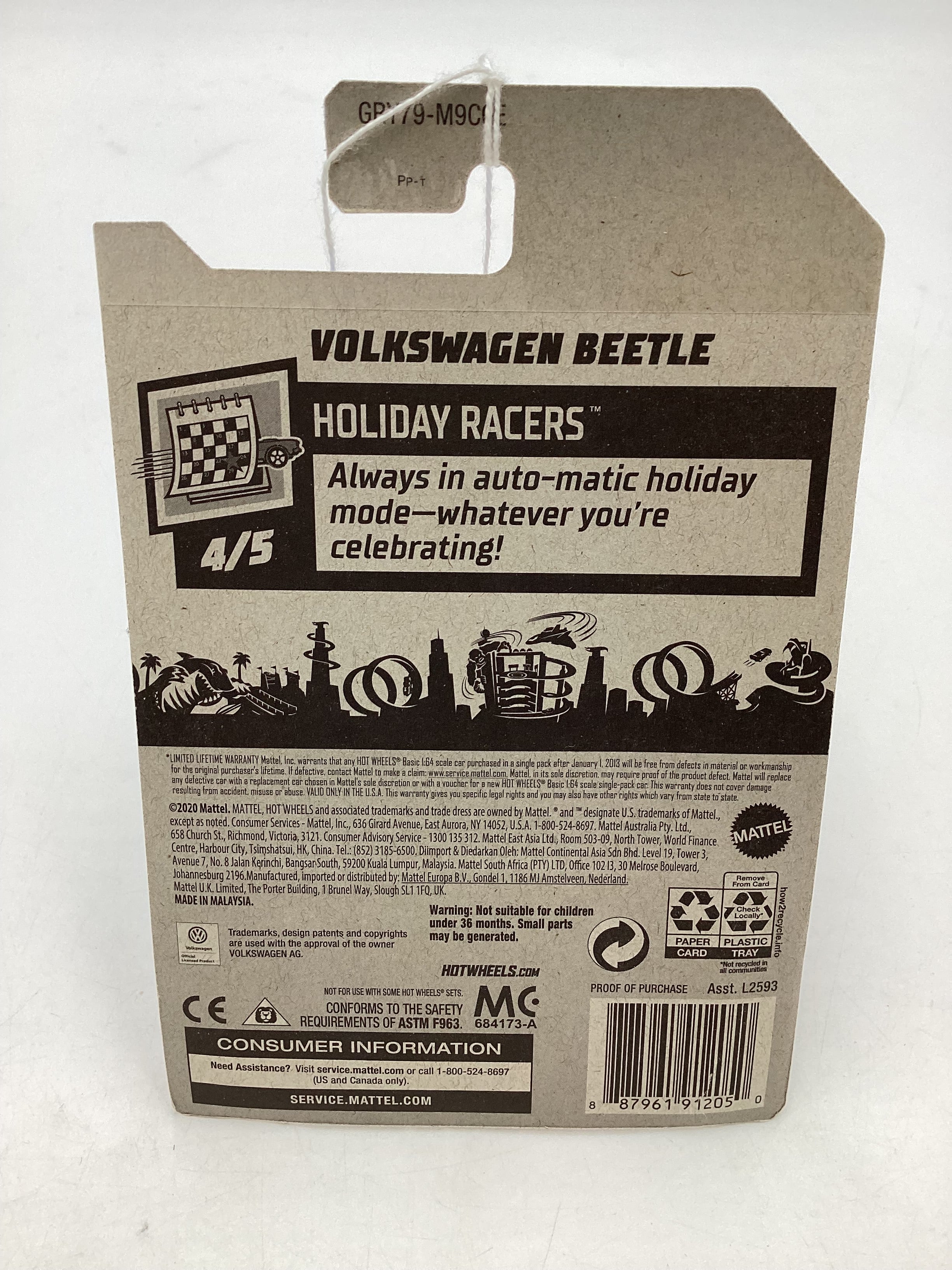 2021 Hot Wheels #96 Volkswagen Beetle Red 93D - Image 6