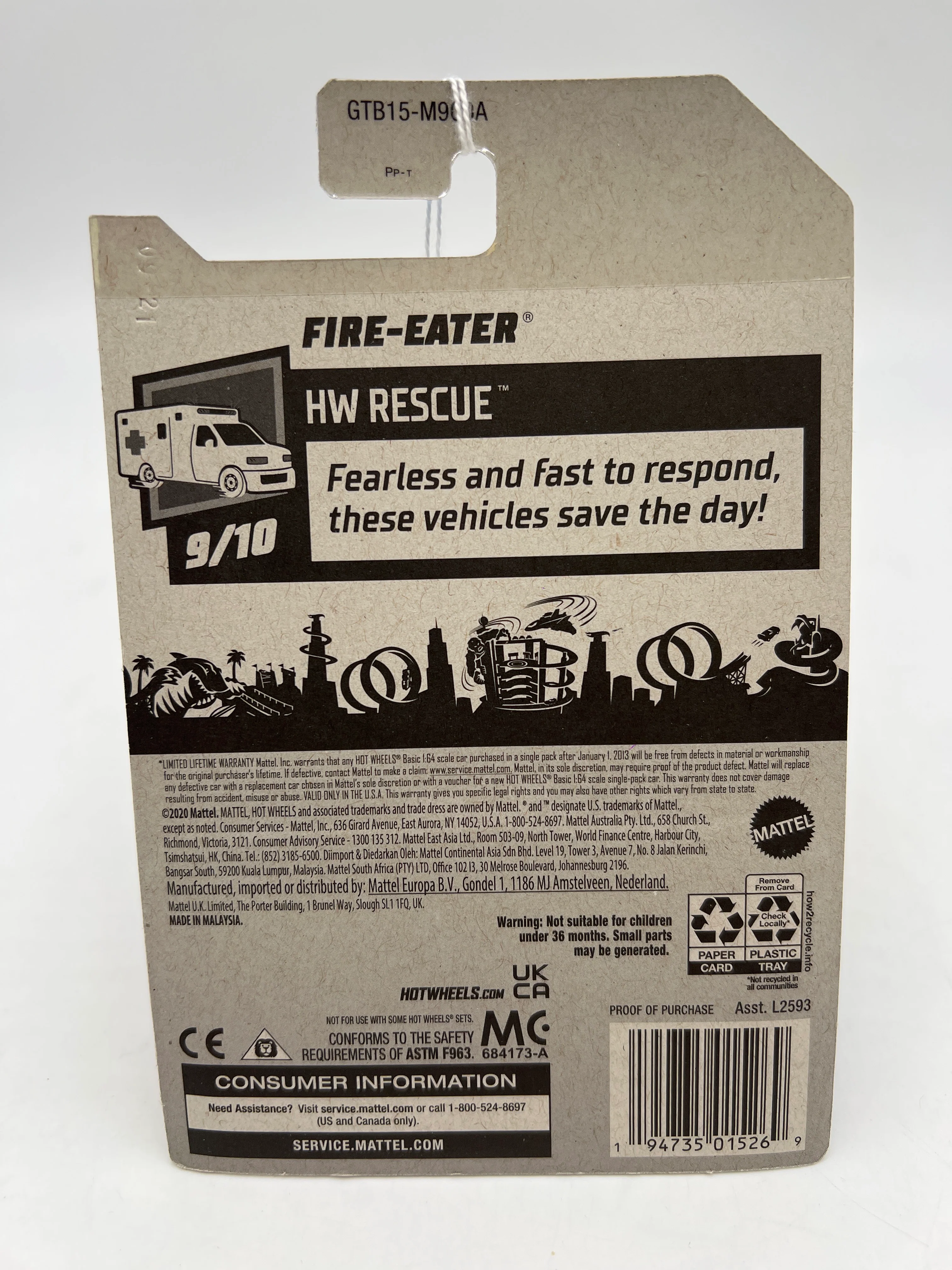 2021 Hot Wheels Rescue #246 Fire-Eater Yellow 40i - Image 6