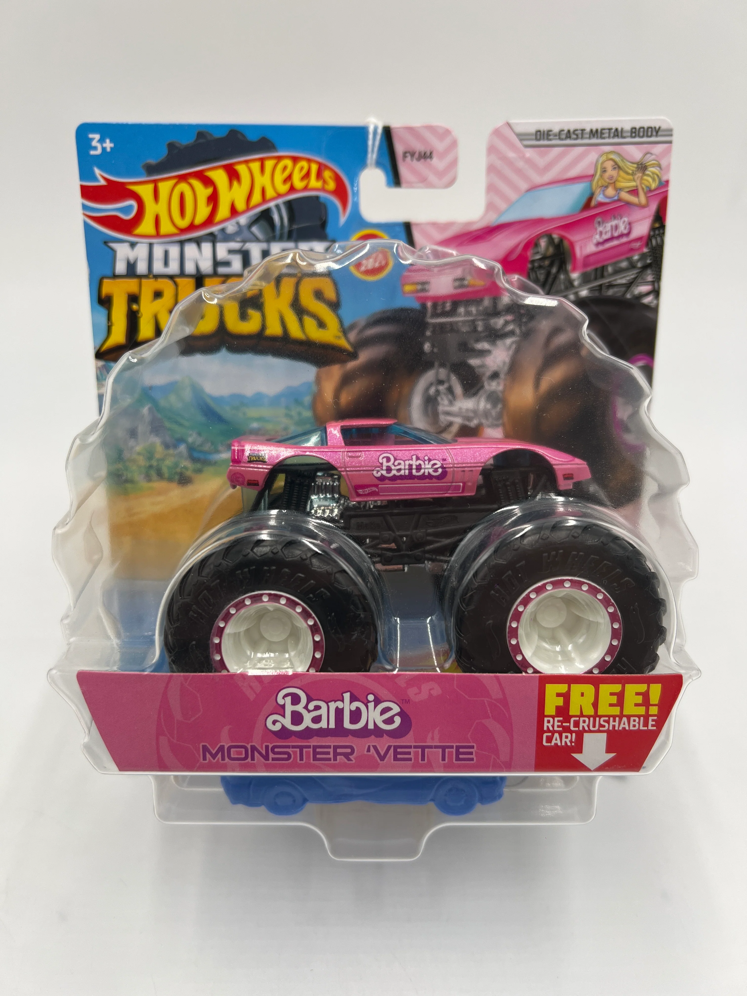 2021 Hot Wheels Monster Trucks Treasure Hunt Barbie Monster Vette Corvette Pink - Image 2