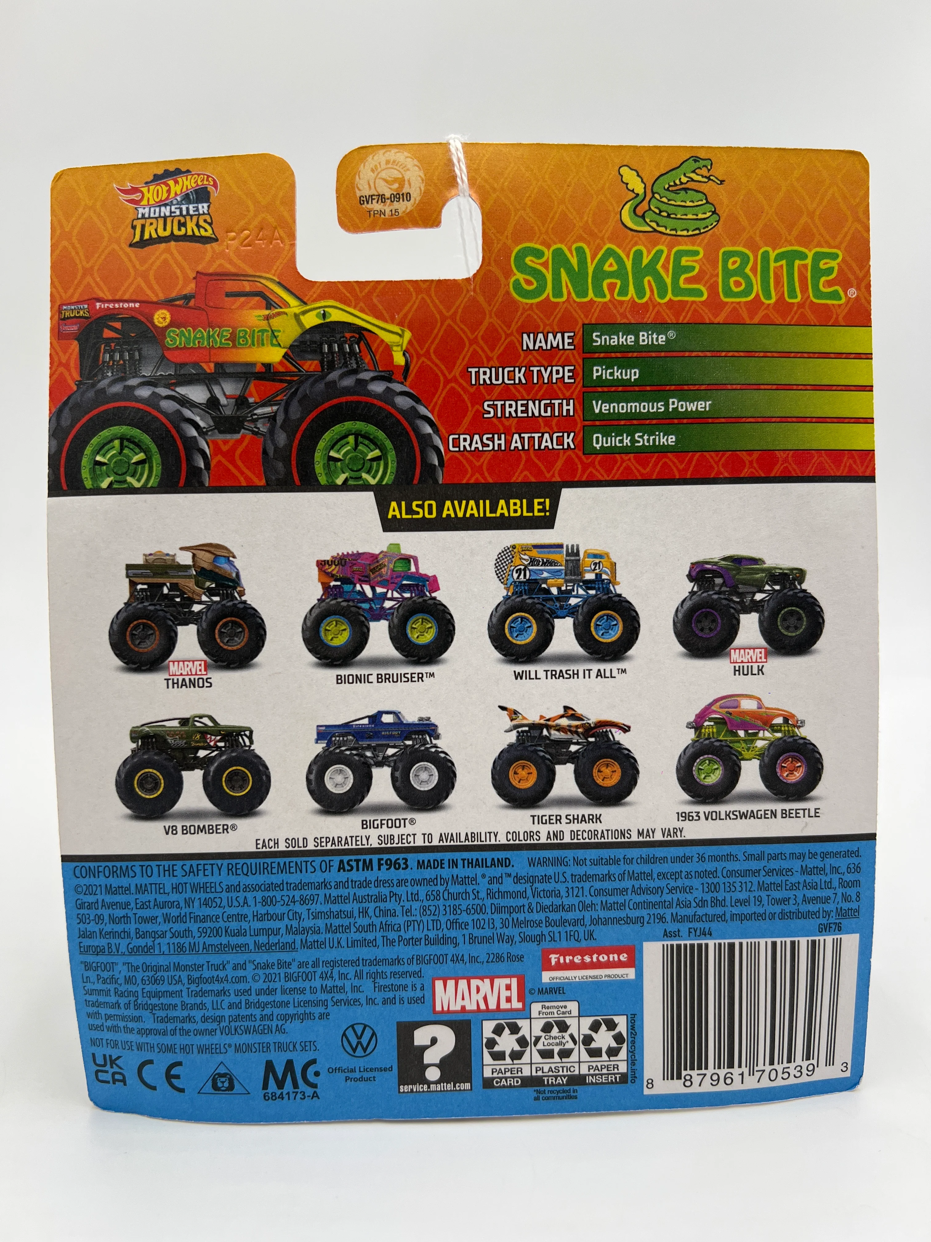 2021 Hot Wheels Monster Trucks Treasure Hunt Snake Bite - Image 6