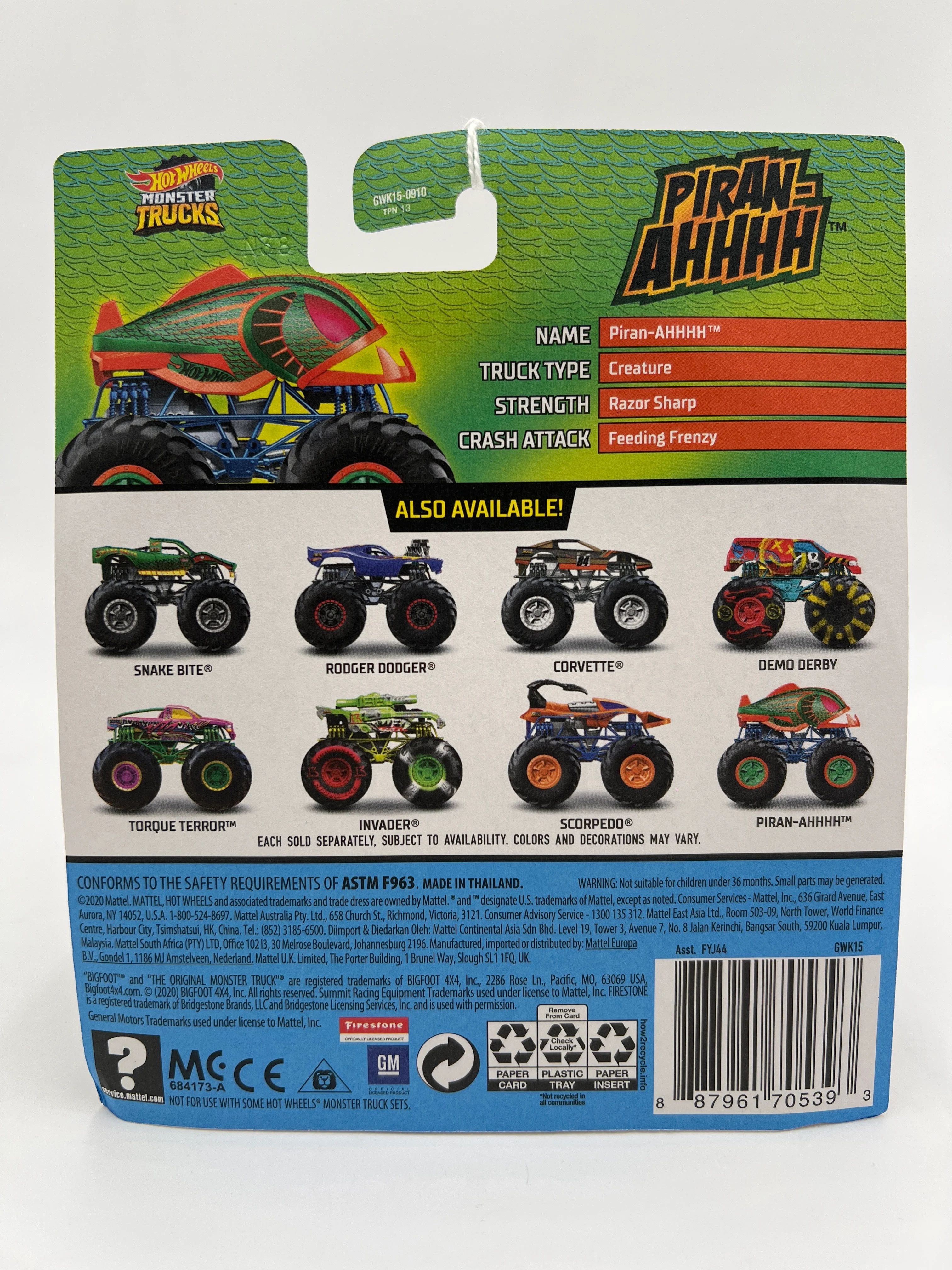 Hot Wheels Monster Trucks Wild Ride #23 Piran-ahhhh piranah 135i - Image 6