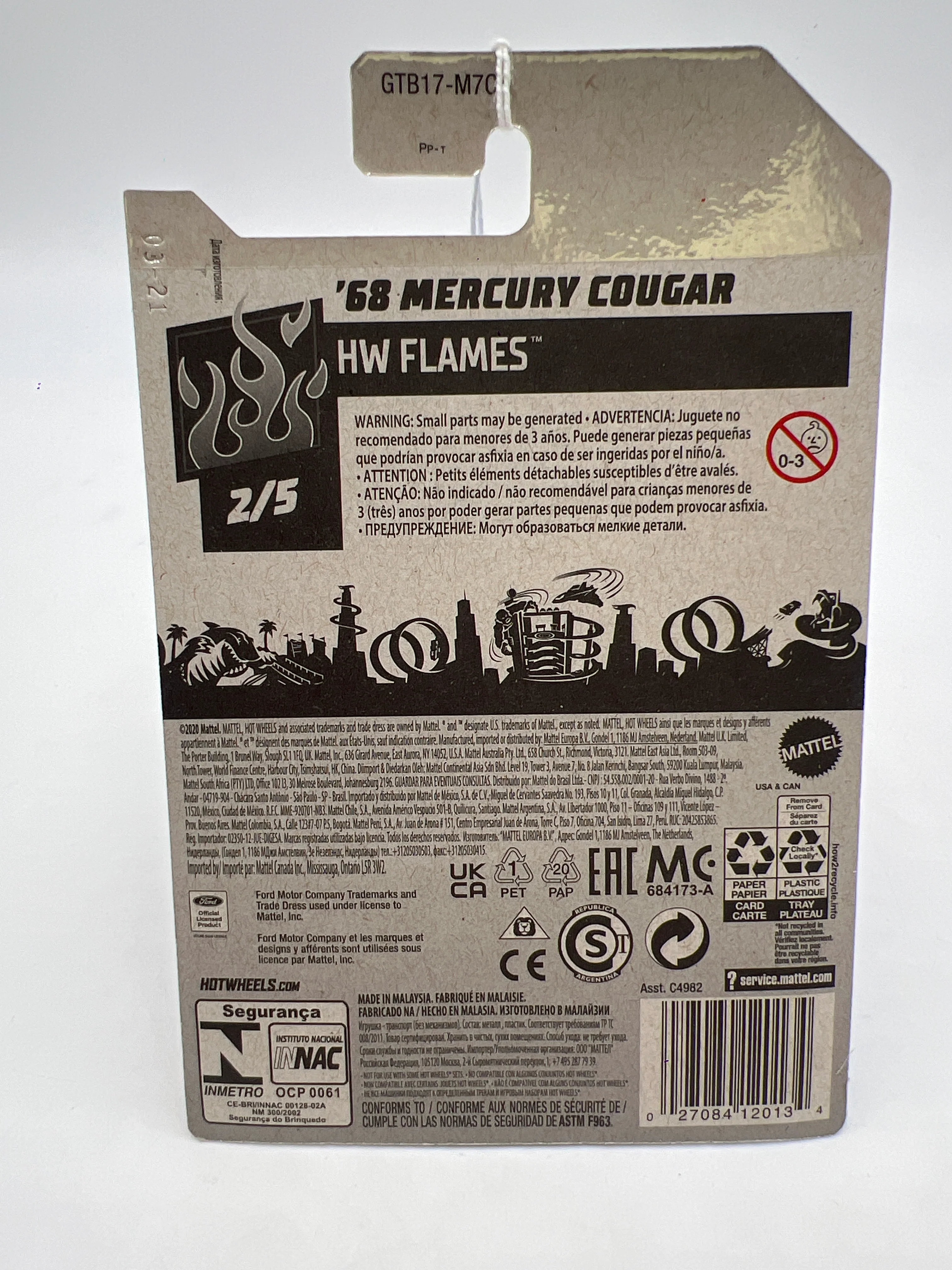 2021 Hot Wheels Flames #207 68 Mercury Cougar Green 41C - Image 6