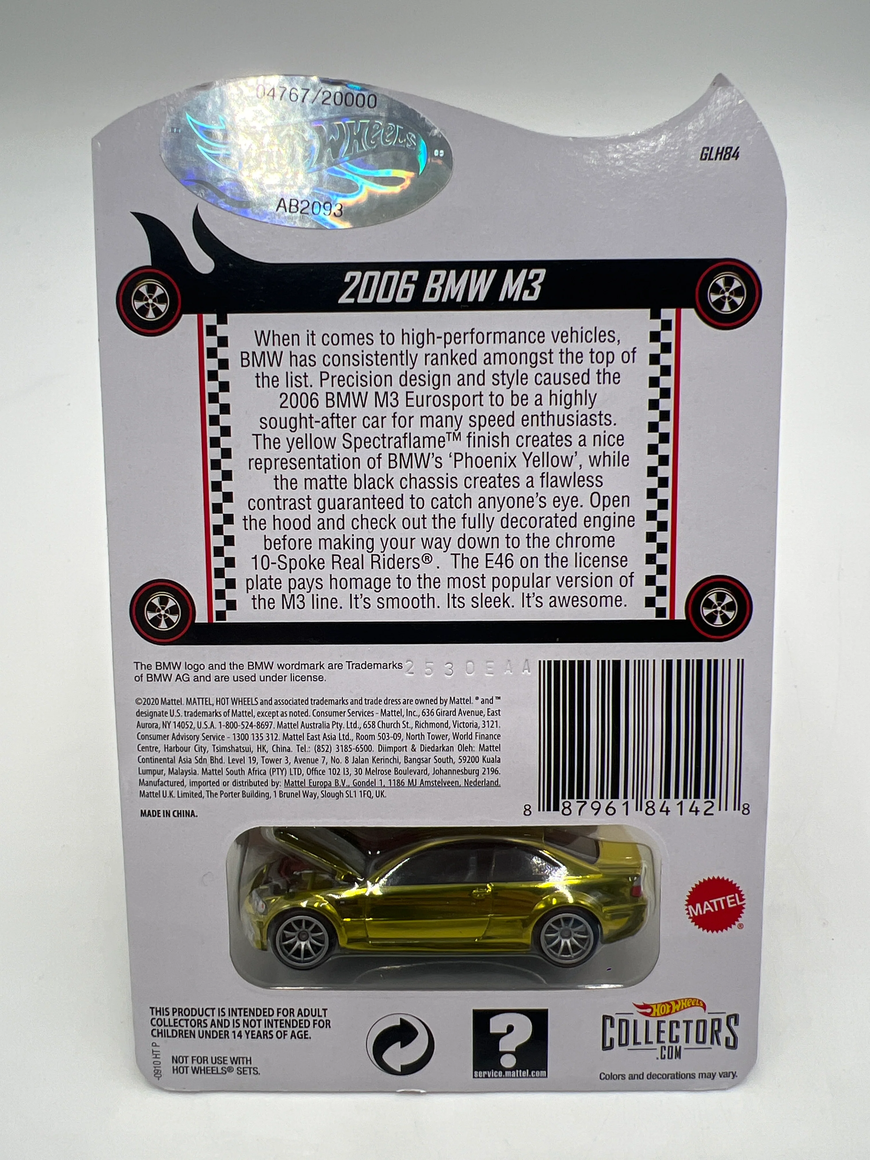 Hot Wheels RLC 2006 BMW M3 Gold #4767/20000 W/ Protector - Image 6