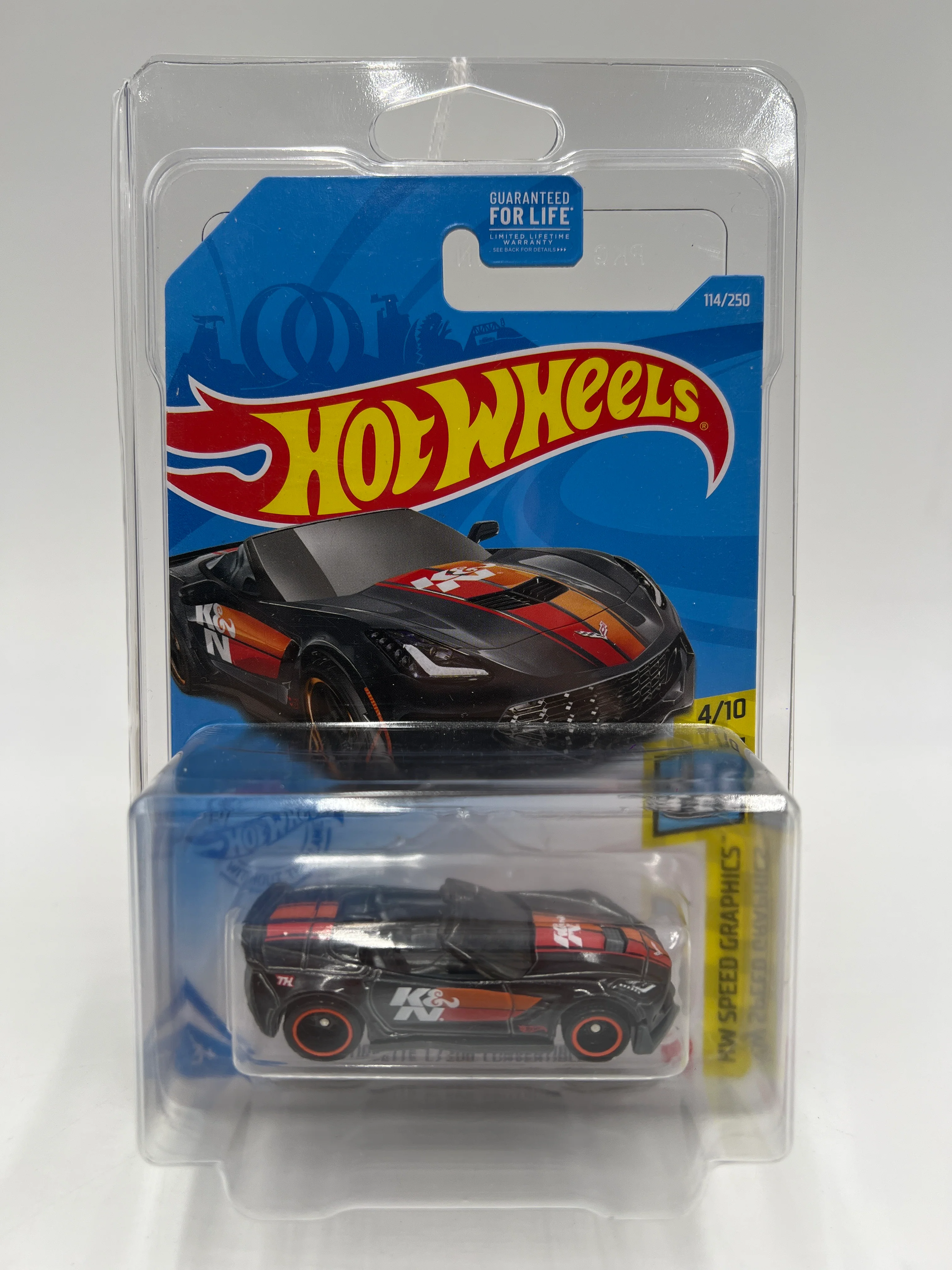 2021 Hot Wheels Super Treasure Hunt #114 Corvette C7 Z06 Convertible Black K&N W/Protector - Image 6