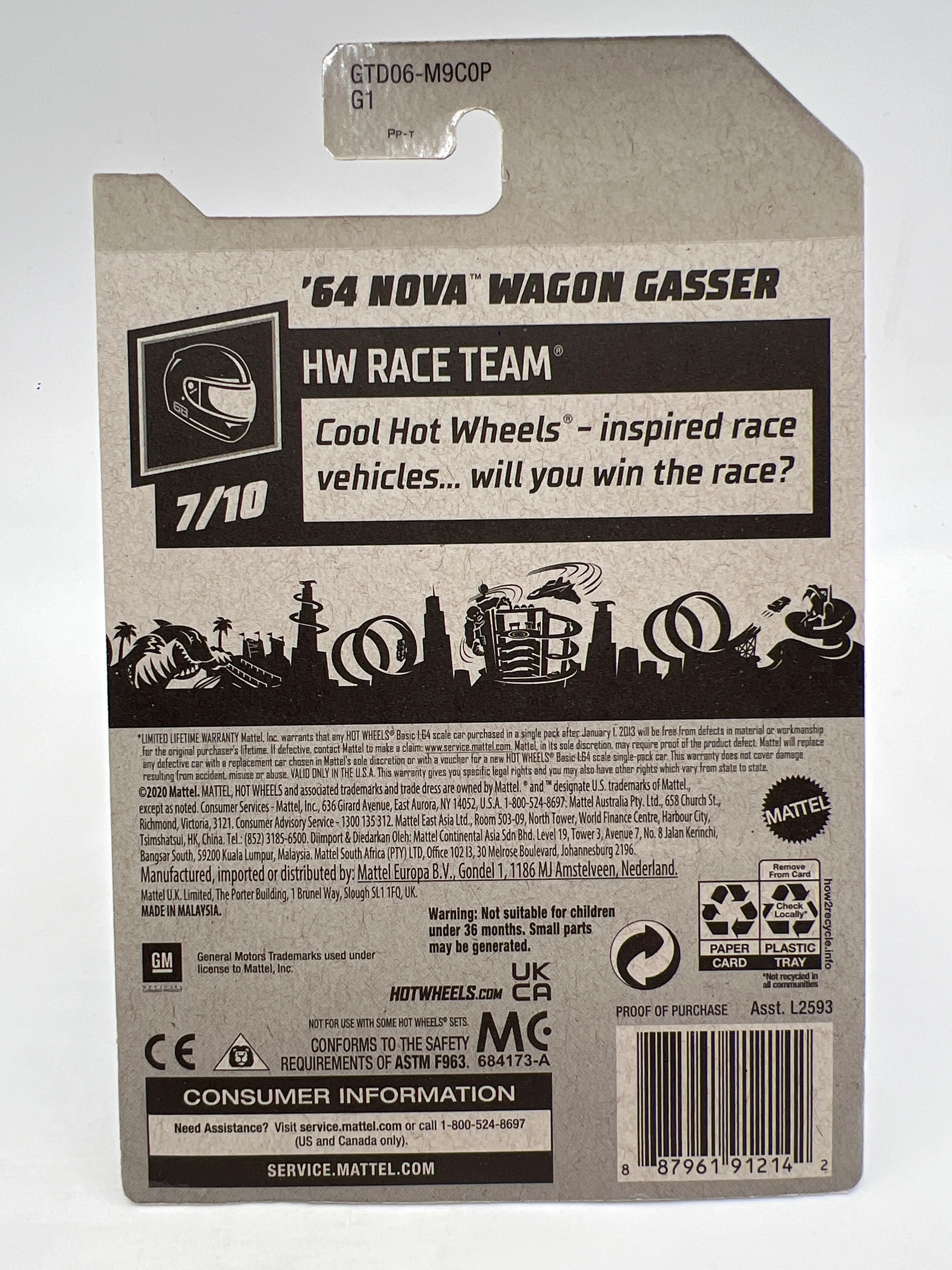 2021 Hot Wheels Super Treasure Hunt #232 64 Nova Wagon Gasser Blue W/Protector - Image 6