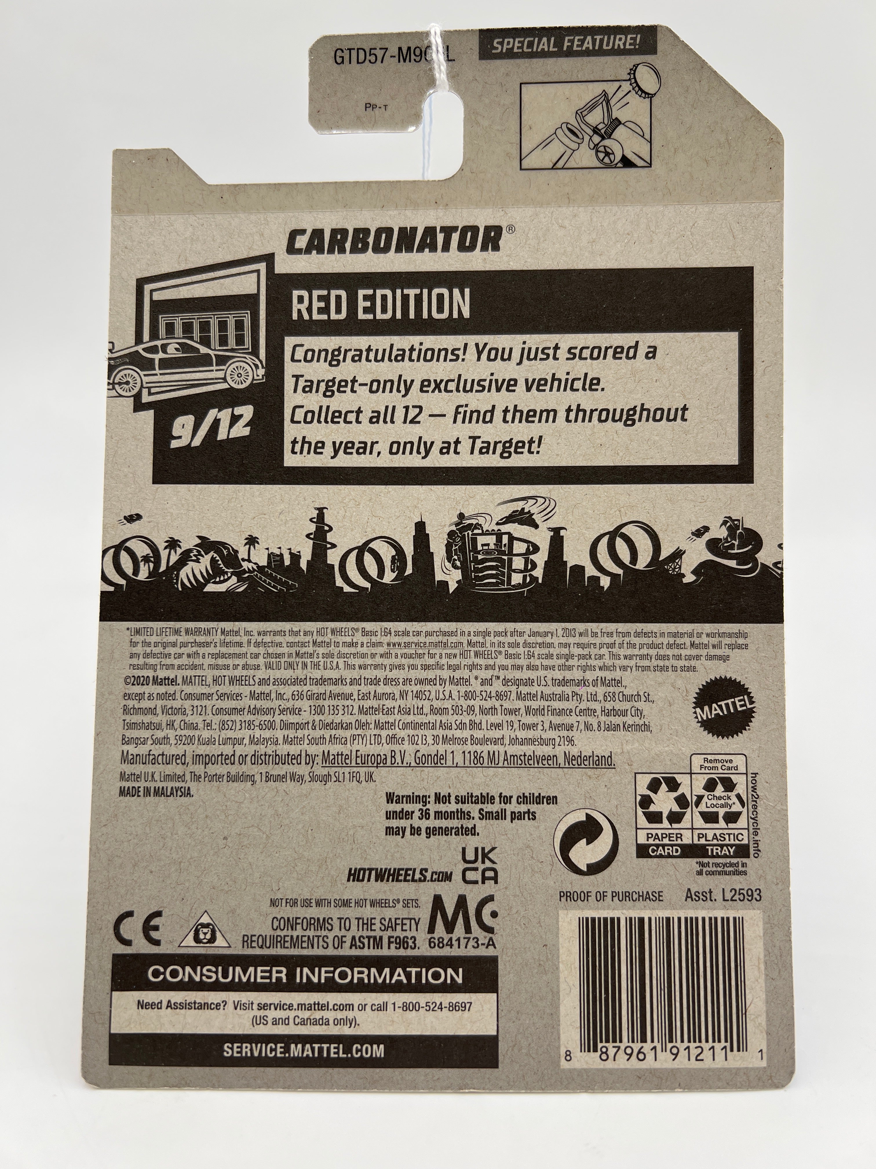 2021 Hot Wheels Target Exclusive Red Edition #6 Carbonator Red 147F - Image 7