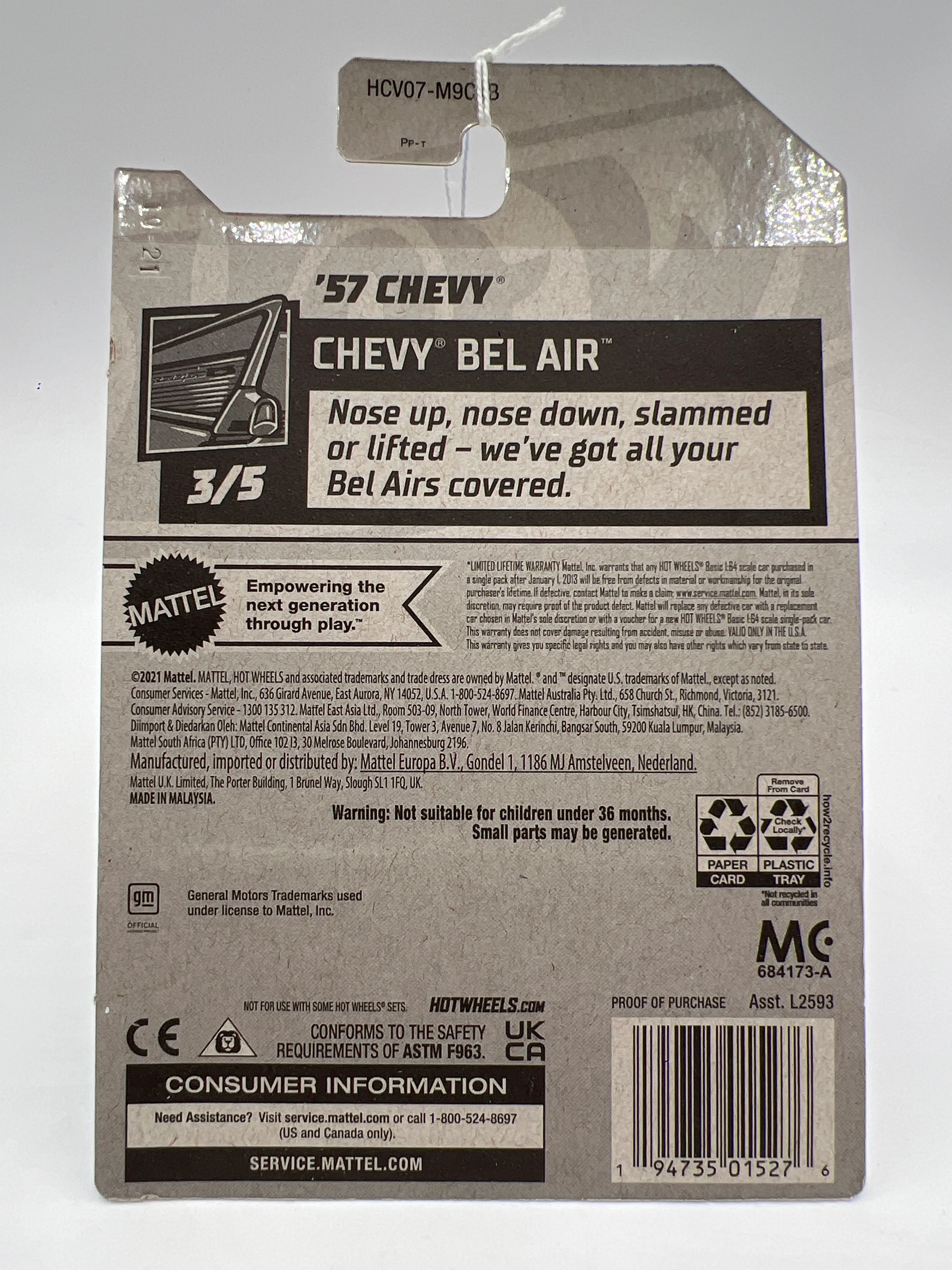 2022 Hot Wheels Chevy Bel Air #44 57 Chevy Red 17D - Image 7