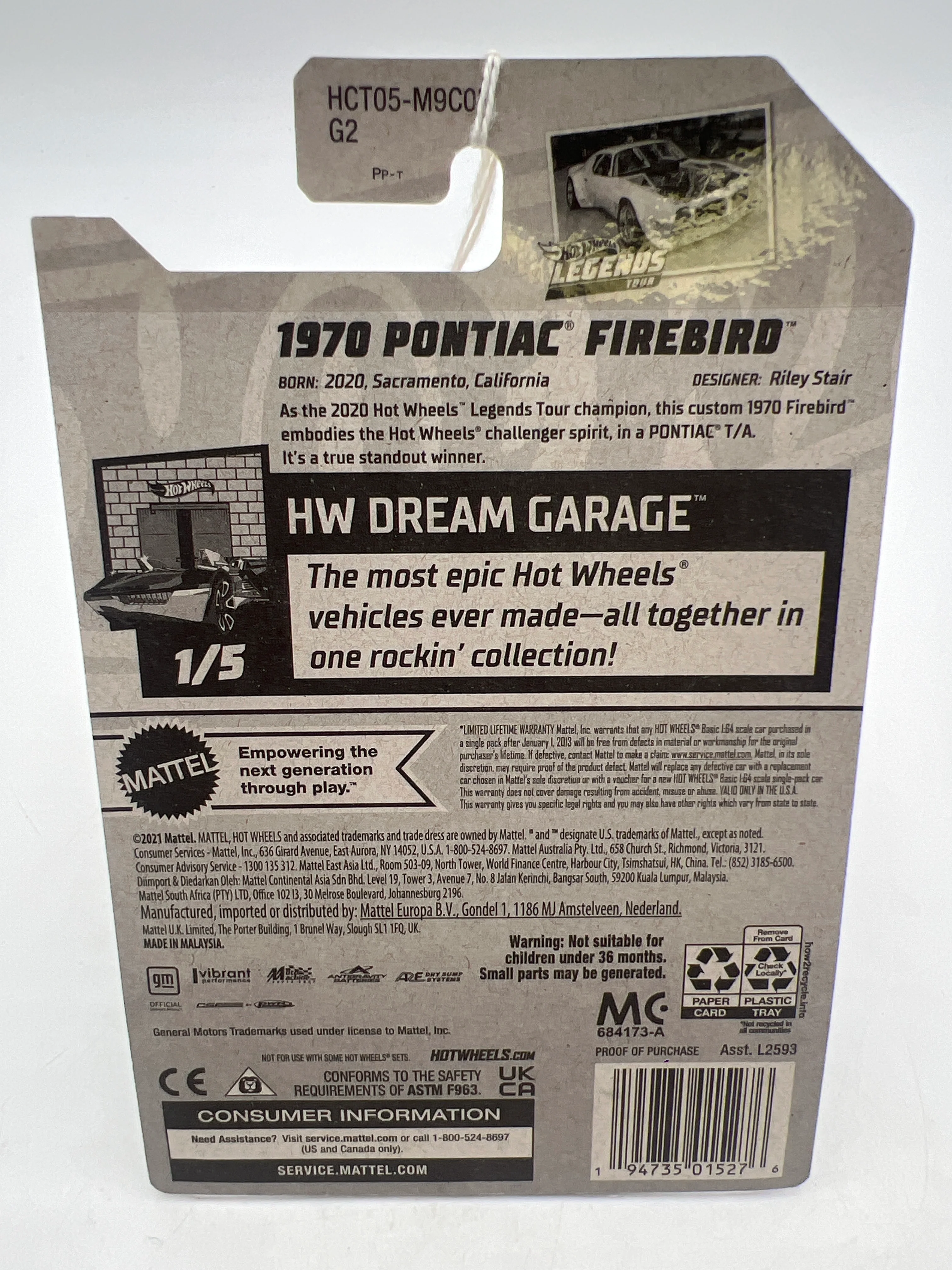 2022 Hot Wheels #1 1970 Pontiac Firebird White 36D - Image 5