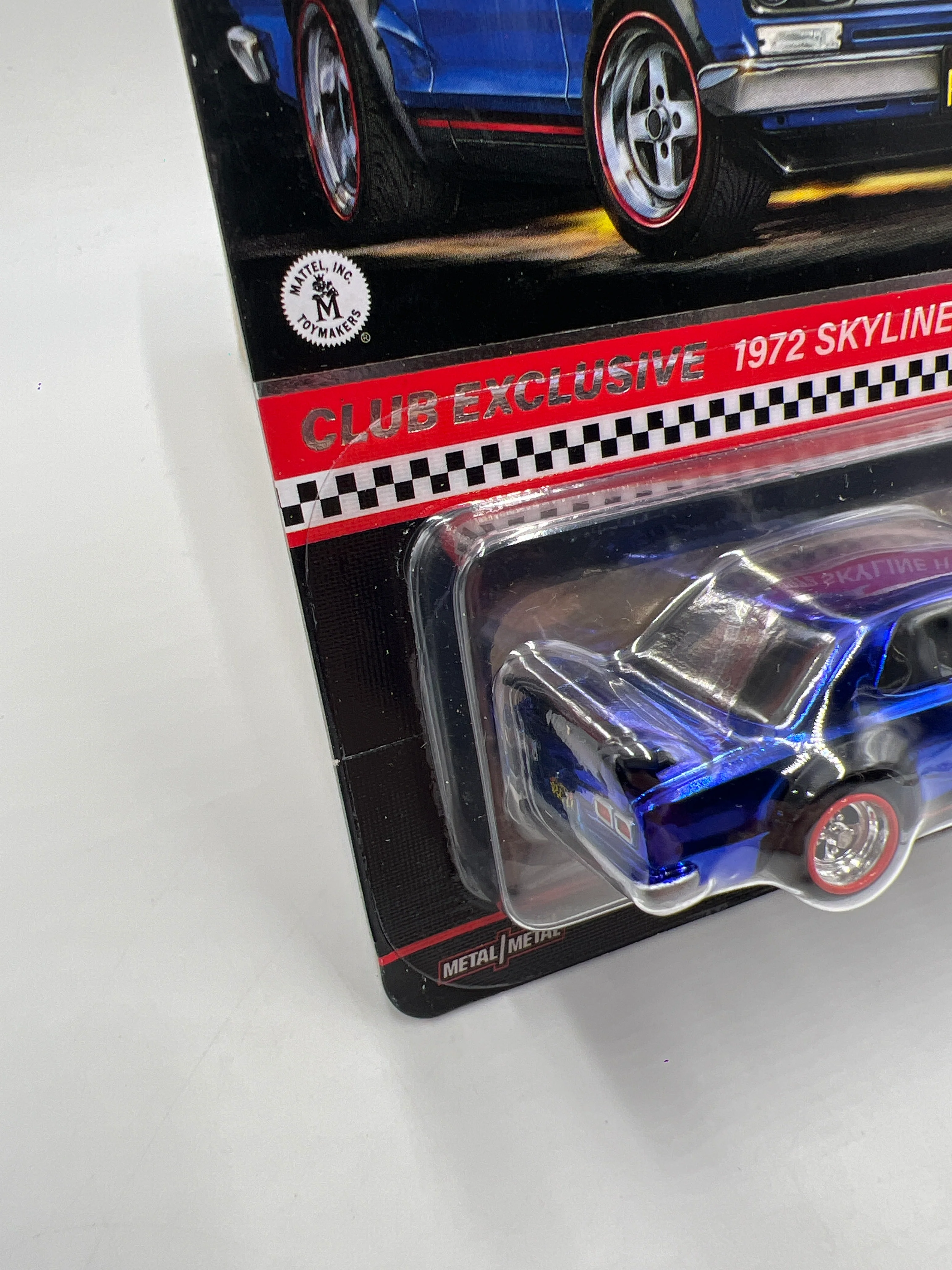 2022 Hot Wheels RLC Club Exclusive 1972 Nissan Skyline H/T 2000GT-R Blue W/Protector and Patch/Button - Image 5